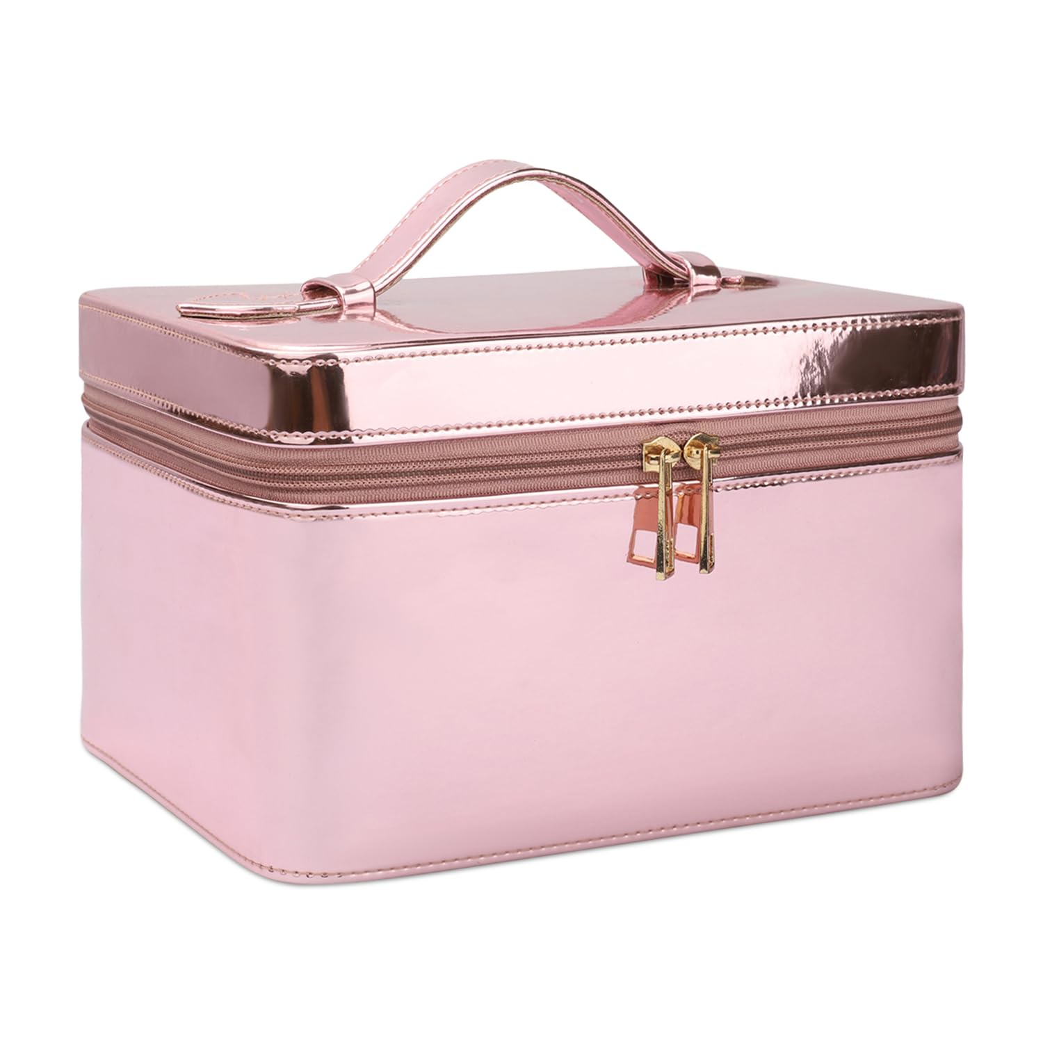 NFI Essentials Makeup Box - Large Light Pink Vanity Organizer for Women (23x18x13cm) | Cosmetic Storage, Jewelry Case & Bridal Beauty Box - Perfect for Wedding Trousseau, Travel & Home Organization