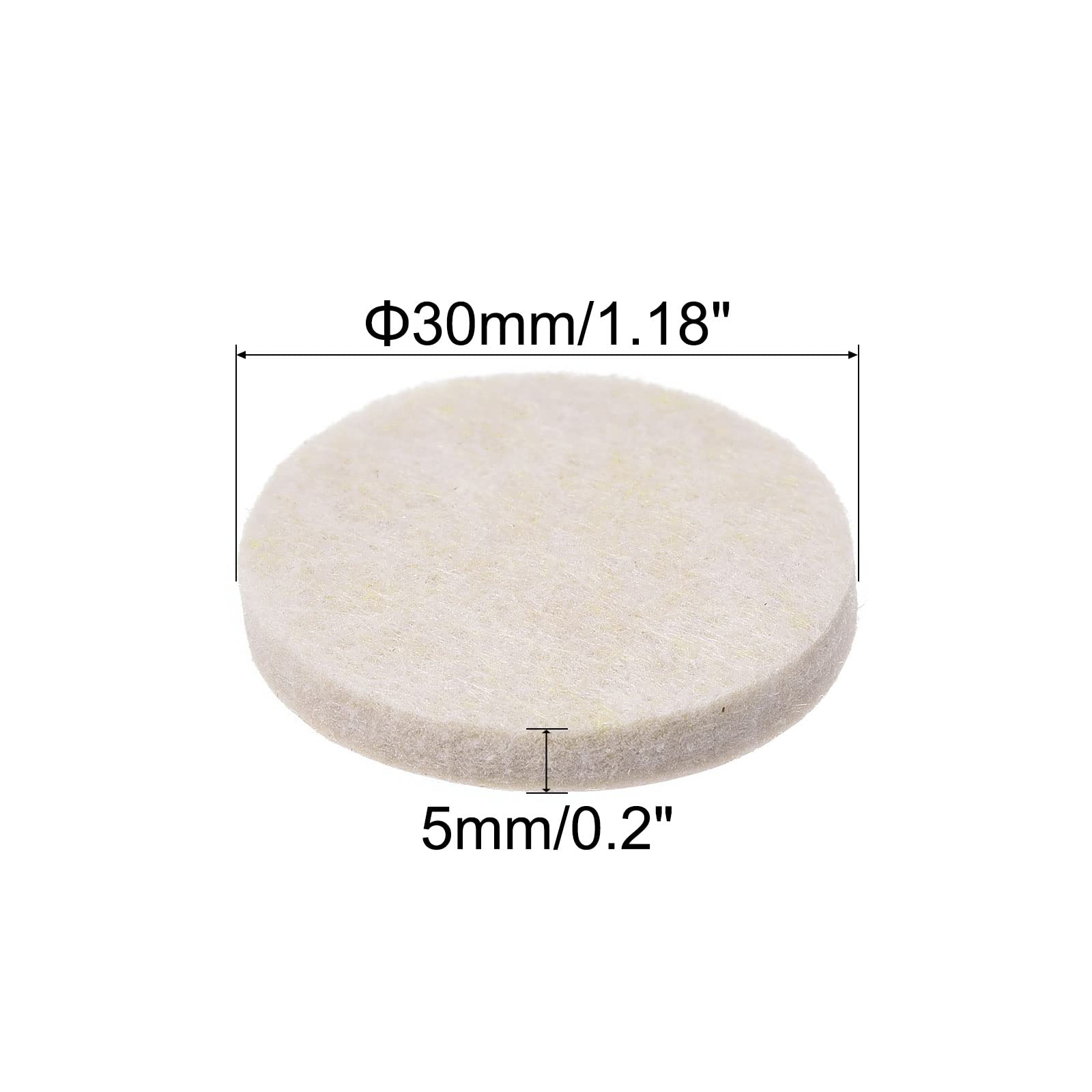 uxcell 30mm Self-Adhesive Felt Furniture Pads - Non-Slip, Anti-Scratch Round Felt Protectors for Cabinets, Chairs & Floors (30-Pack, Beige) - Perfect for Hardwood Protection & Noise Reduction