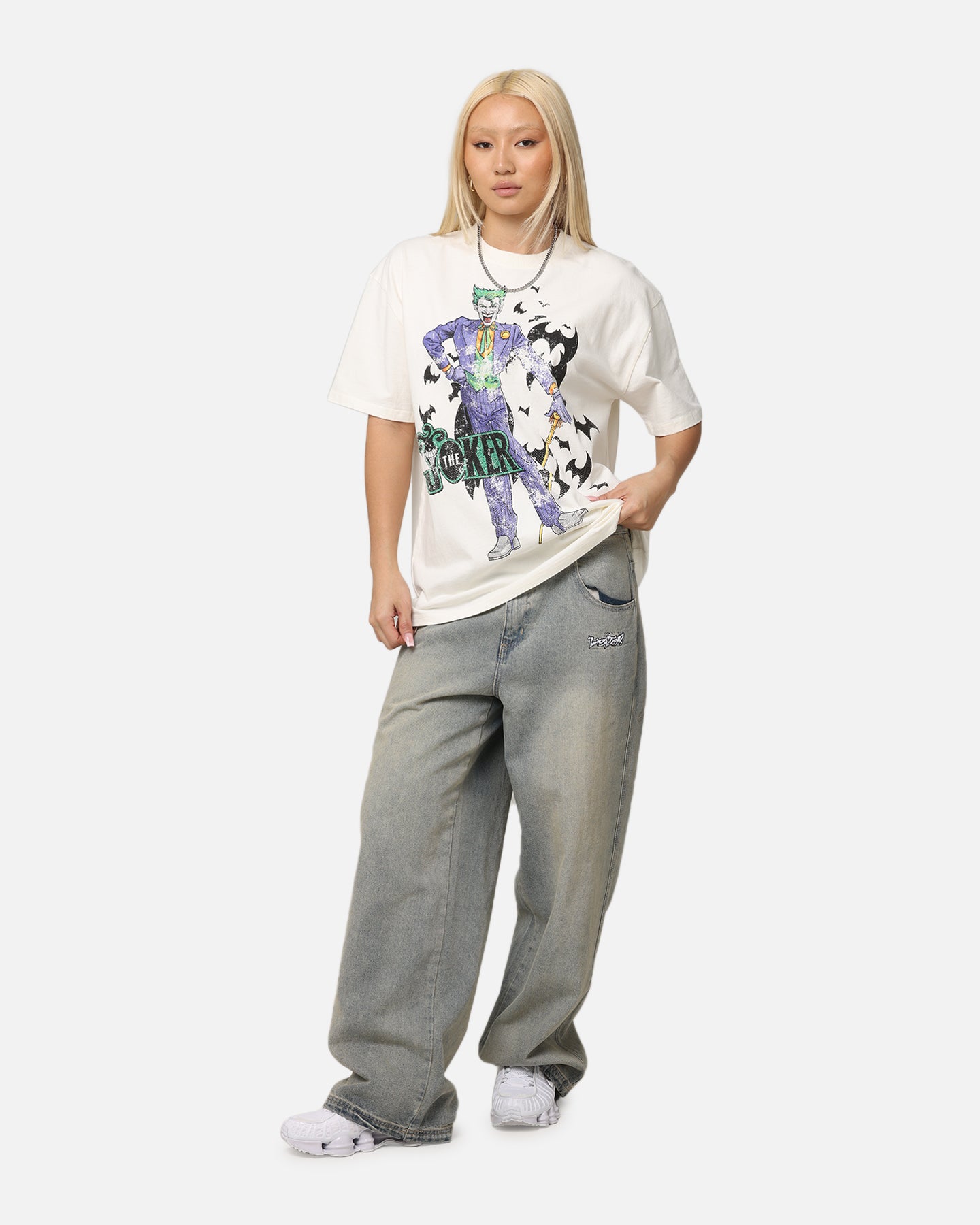 Vintage DC Batman The Joker Cane Graphic T-Shirt - Off White | American Thrift Style | Perfect for Cosplay, Comic Con & Casual Wear
