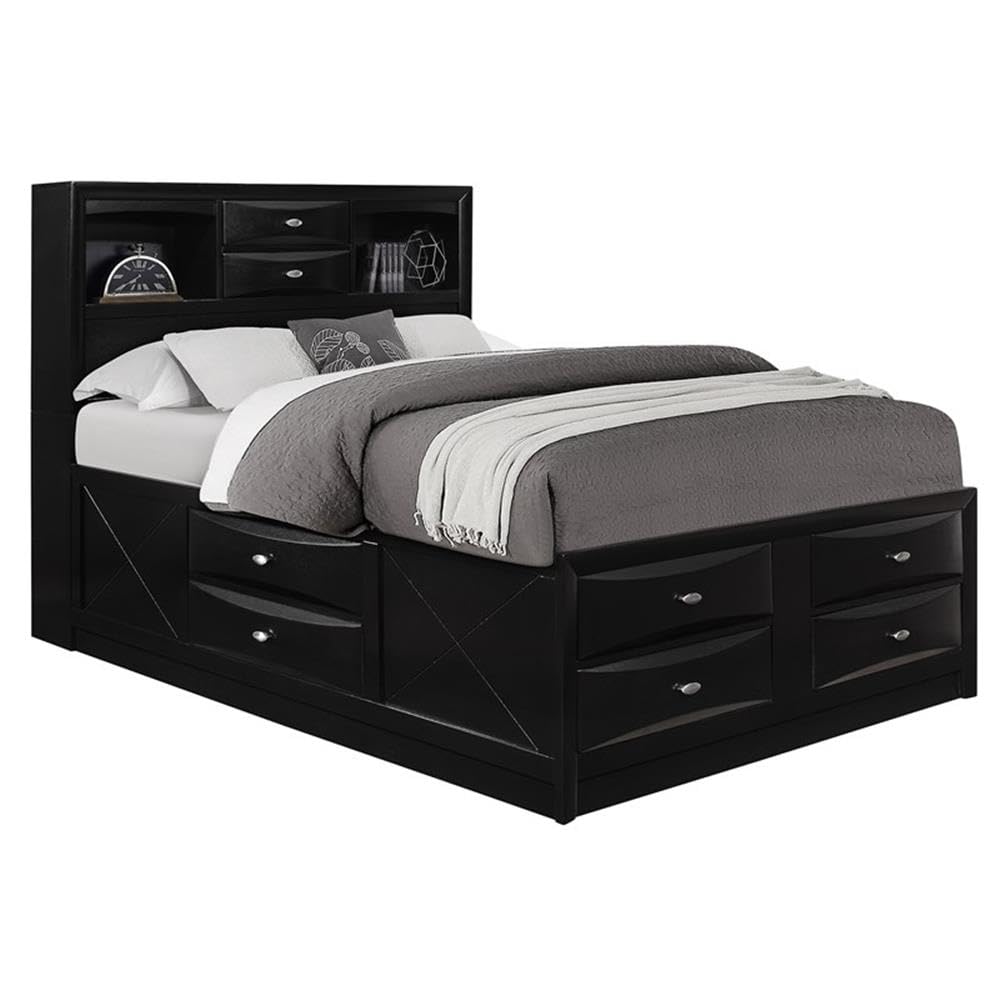 Global Furniture Linda Black King Size Bed Frame - Modern Luxury Bedroom Furniture for Master Suite & Guest Room