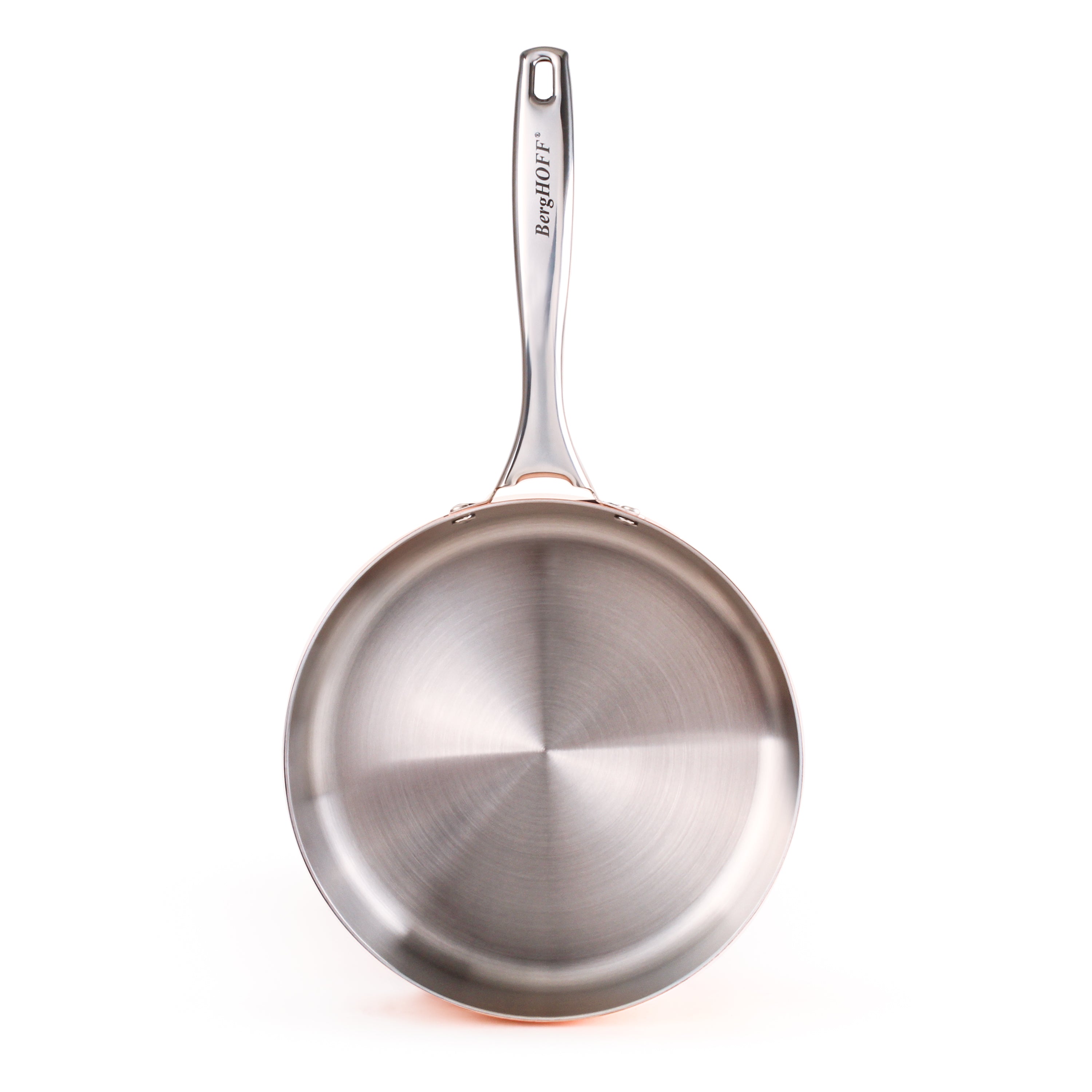 BergHOFF Vintage Tri-Ply Copper 8-Inch Deep Skillet with Hammered Finish - Premium Cookware for Sautéing, Frying & Braising | Perfect for Gas, Electric & Induction Stovetops