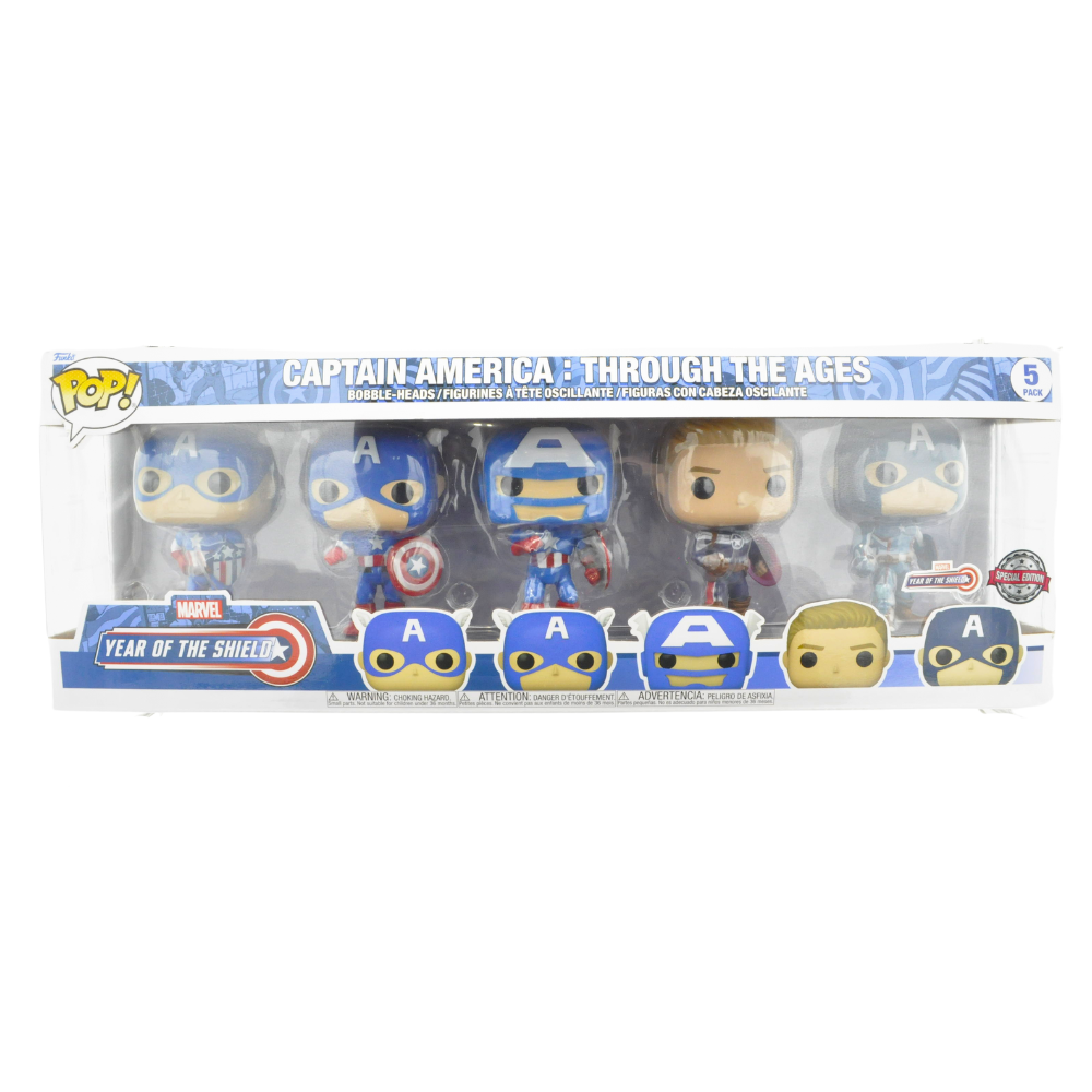 Funko Pop! Marvel Captain America: Through the Ages 5-Pack Action Figure Set - Amazon Exclusive Collectible for Marvel Fans & Comic Book Lovers - Perfect for Display, Gifts, and Home Decor