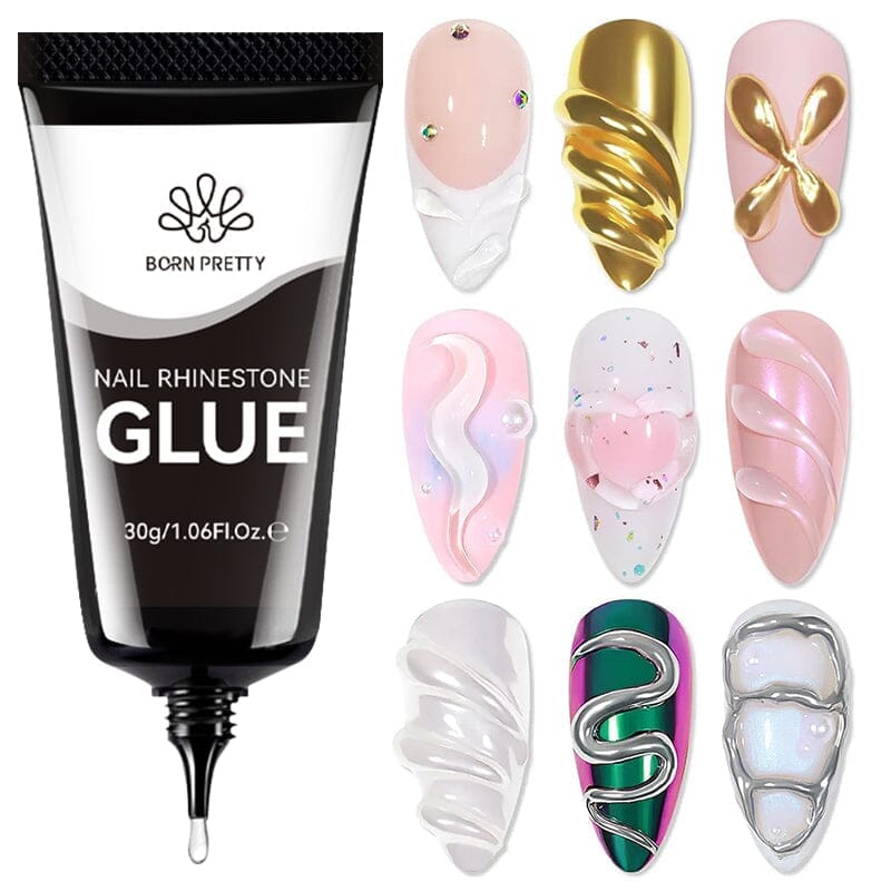 BORN PRETTY 30ml Nail Rhinestone Glue - Strong Adhesive for Nail Art, DIY Jewelry & Crafting - Perfect for Salon, Home Manicure & Nail Decorations