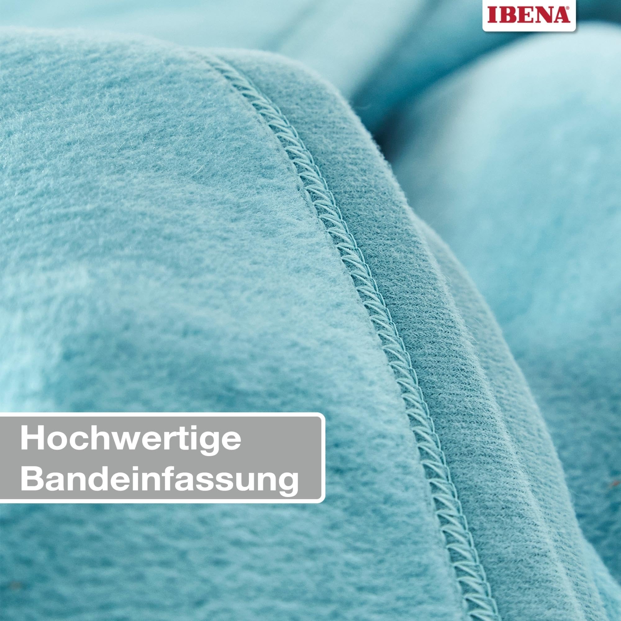 IBENA Porto Cuddly Blanket 150x200cm - Soft Light Turquoise Plaid Cotton Blend Throw Blanket for Living Room, Bed, Sofa | Cozy & Easy Care Home Decor Gift