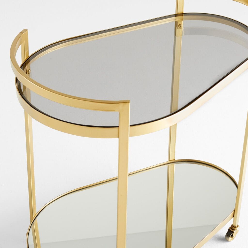 Cyan Design 11437 Cosmo Bar Cart in Gold - Stylish Rolling Drink Cart for Home Bar, Kitchen, or Living Room - Perfect for Entertaining & Cocktail Parties