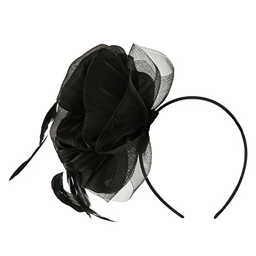 Elegant Black Feather Headband with Flower Design - Perfect for Weddings, Parties, and Special Occasions