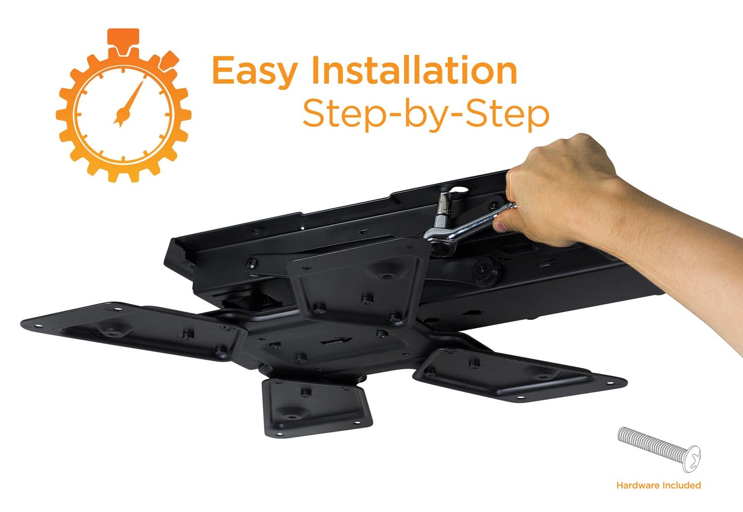 Mount-It Motorized Ceiling TV Mount with Remote - Electric Flip Down Pitched Roof Mount for 32-55 Inch Flat Screen TVs & Monitors - Black - Perfect for Basement, Garage & Sloped Ceiling Home Theaters