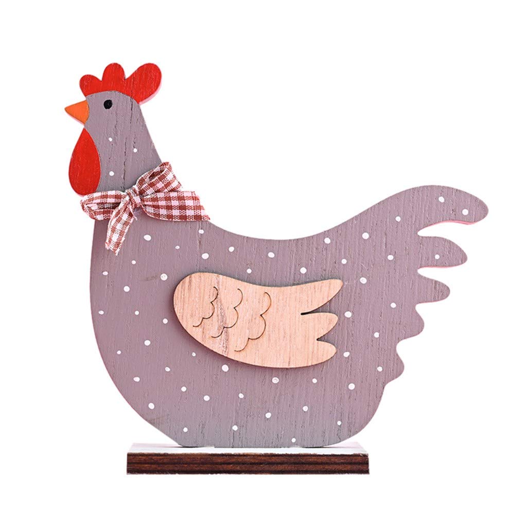 Handmade Wooden Rooster Ornaments - Easter Decor, Chicken Figurines, Home & Garden Gnome Decorations - Perfect for Easter Gifts, Outdoor Garden Decor, and Farmhouse Style Home Decor