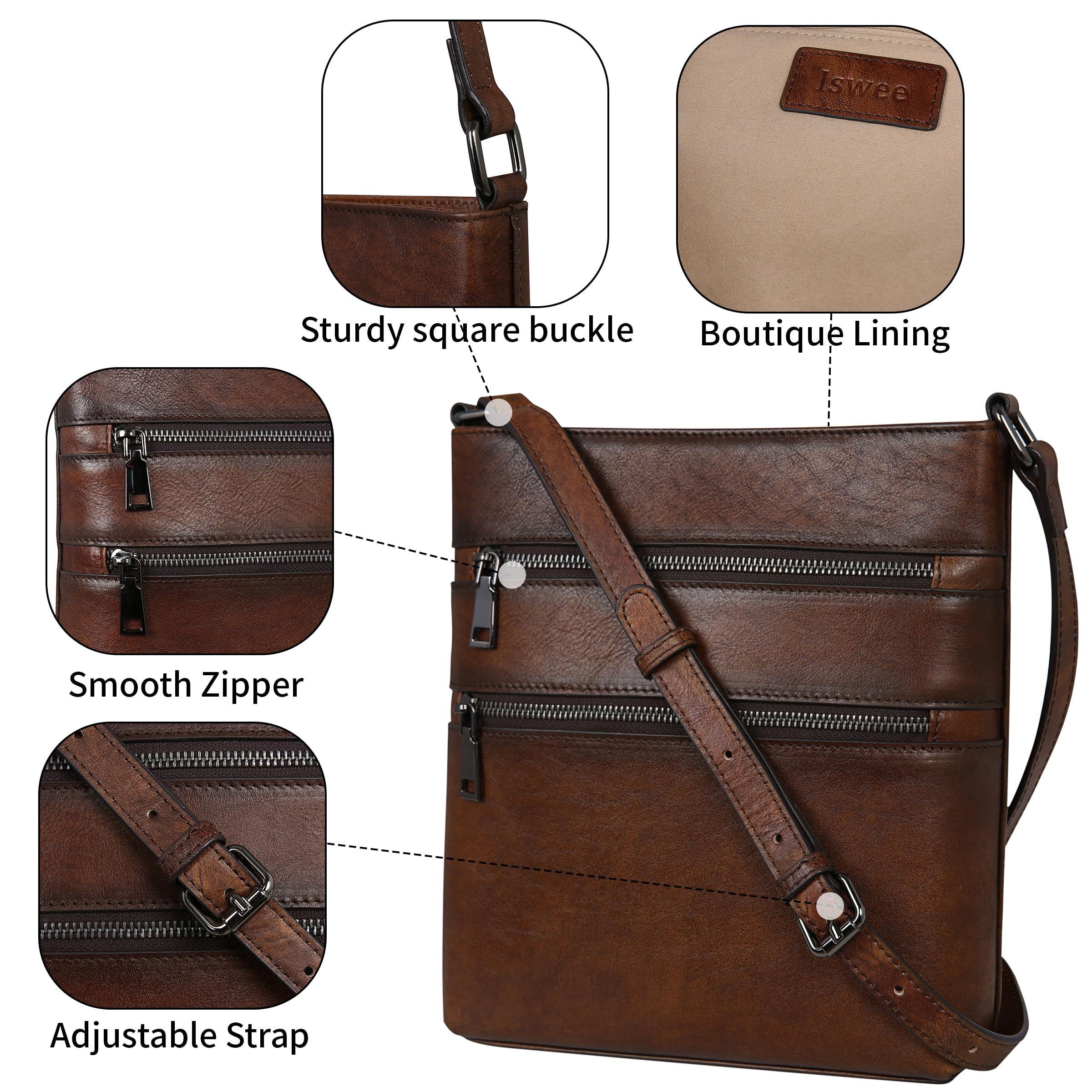 Genuine Leather Crossbody Bags for Women with Multi-Pockets - Perfect for Travel & Daily Use