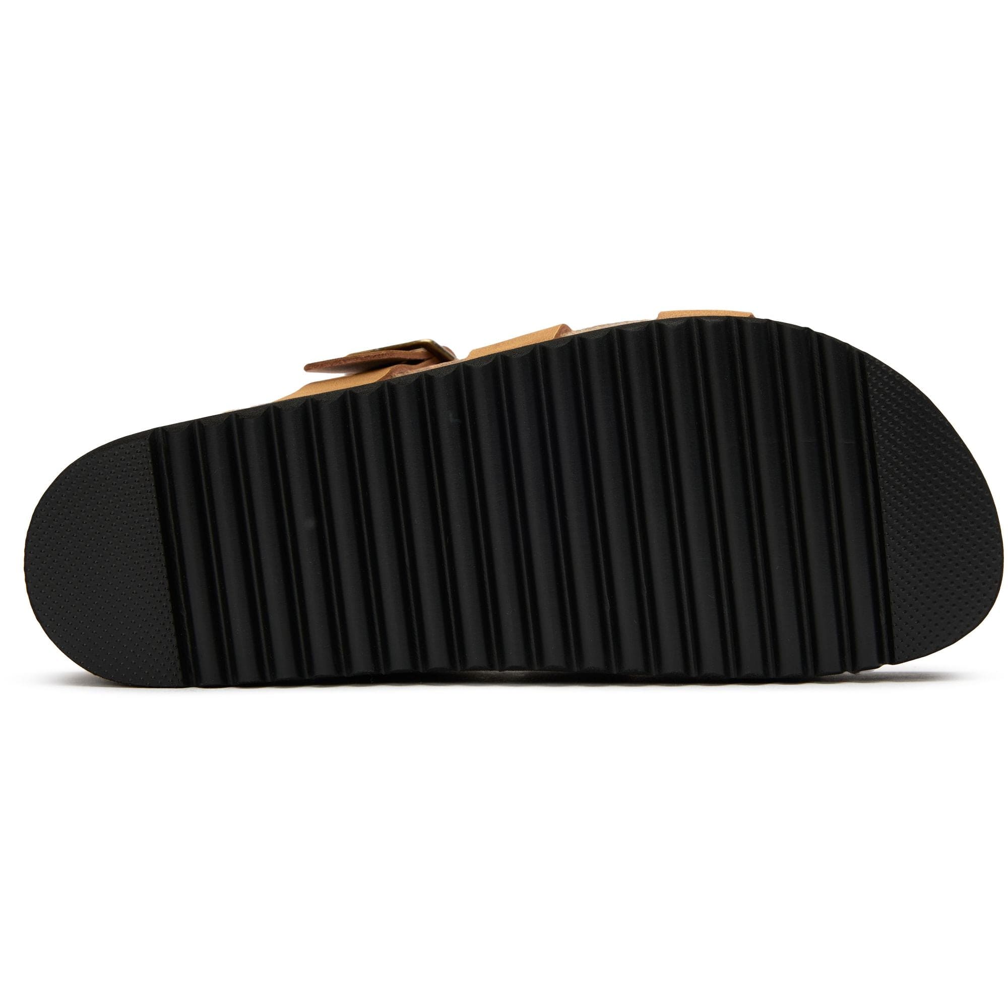 Fig Women's Vegan Suede Slide Sandals with Comfort Footbed | Tan | Casual Summer Shoes for Beach, Pool & Home Wear