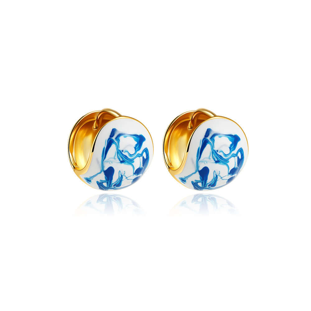 Elegant Porcelain Marble Clip-On Earrings Studs | T224 | Perfect for Weddings, Parties & Special Occasions