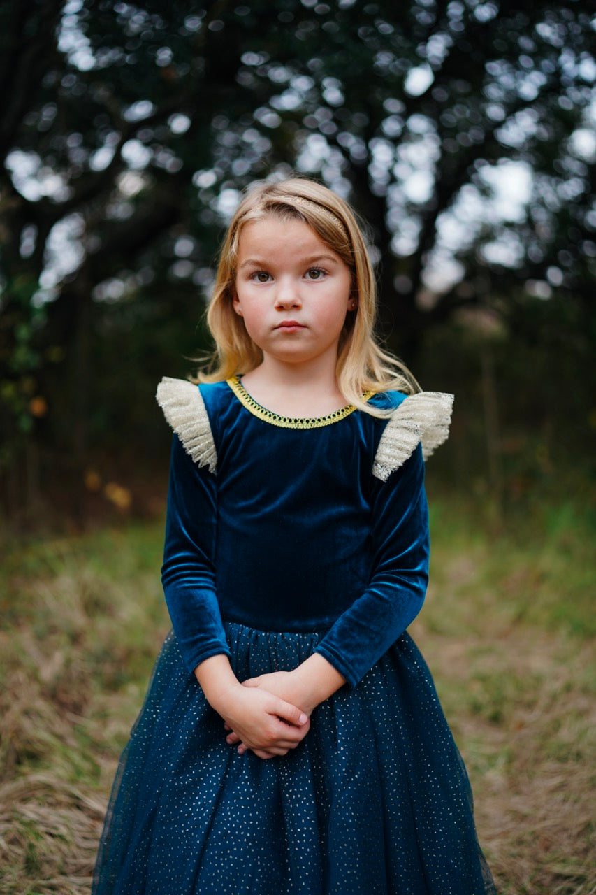 Brave Princess Teal Costume Dress for Girls | Fairy Tale Party Outfit | Halloween & Cosplay Costume | Perfect for Dress-Up, Birthday Parties & Themed Events