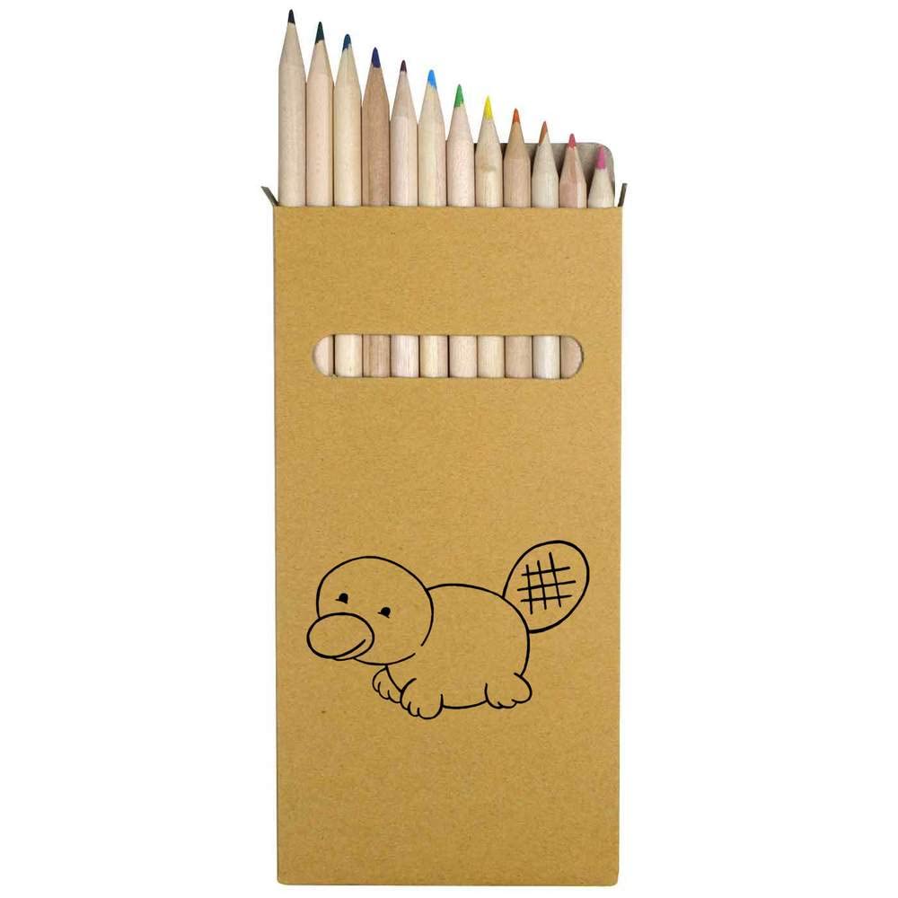 Azeeda 12-Pack Baby Platypus Colored Pencils Set - 178mm Long Vibrant Art Supplies for Kids & Adults - Perfect for Drawing, Sketching, Coloring Books & School Projects (PE00041517)