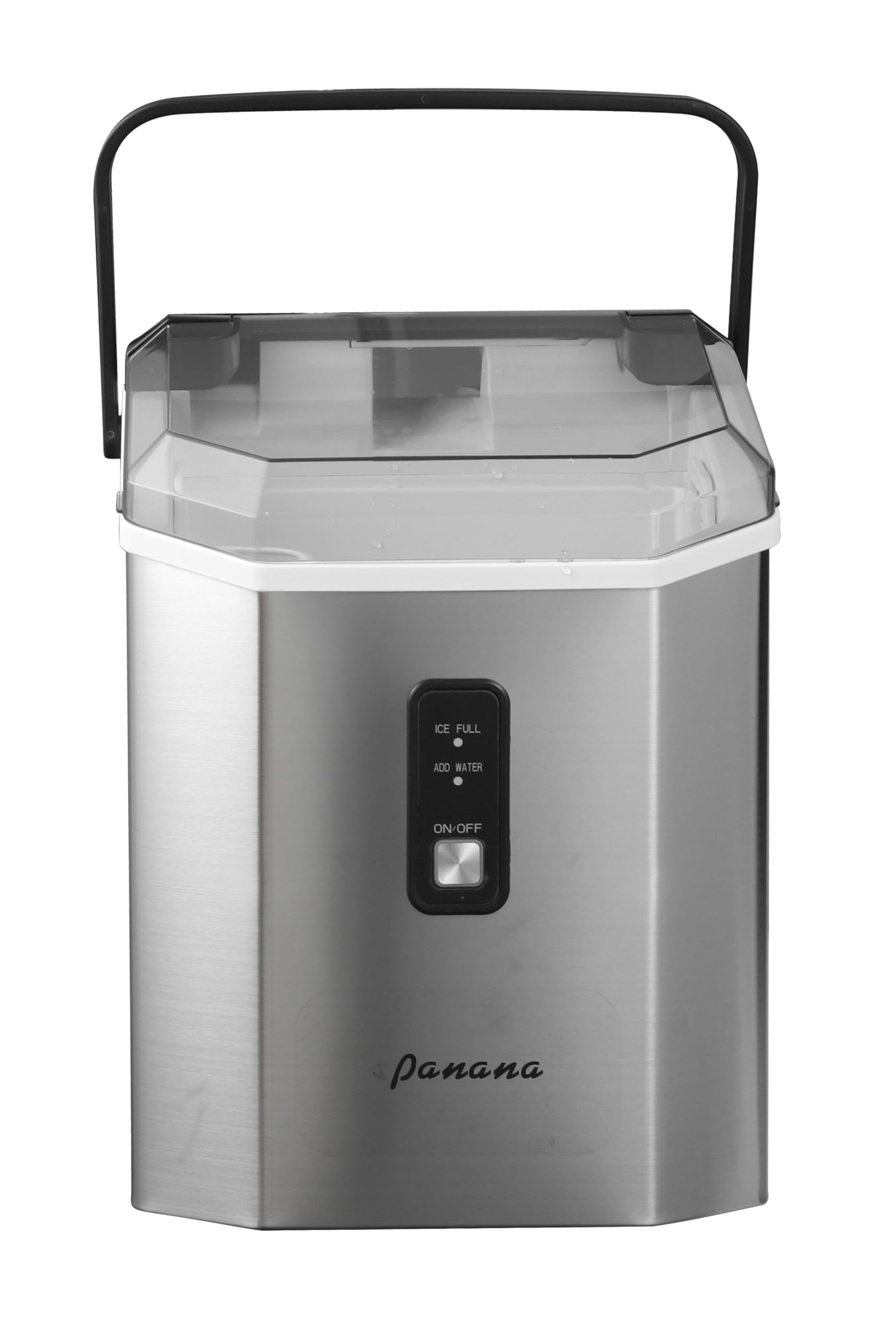 Panana Countertop Nugget Ice Maker Machine - Portable Automatic Square Ice Cube Maker for Home, Office & Parties - Soft Chewable Ice with Handle & Scoop Basket (Silver) | Perfect for Cocktails, Sodas & Beverages