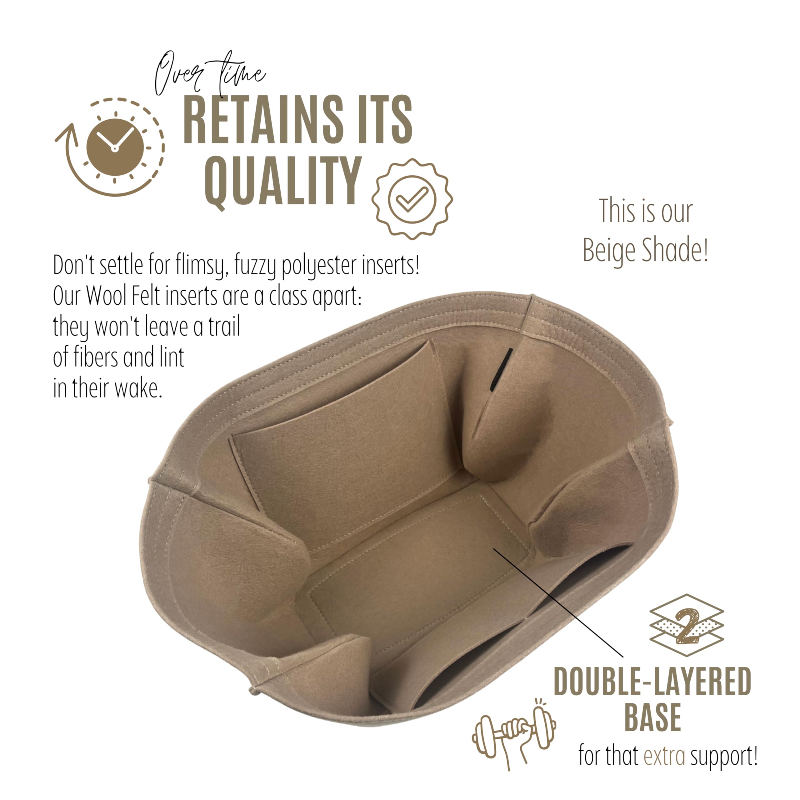 Premium Purse Organizer Insert for Cym* Bags - Handmade Liner Protector with Perfect Fit for Mini & Large Cym* Bags (Beige) | Luxury Bag Accessory for Travel & Daily Organization