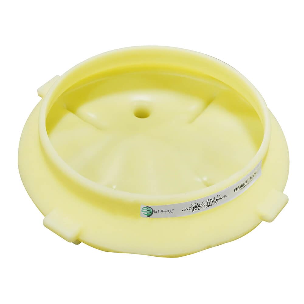 Enpac Poly Pail and Bucket Funnel - Yellow Wide Mouth Spill Containment Funnel for Easy Installation | Perfect for Industrial, Chemical & Workshop Use