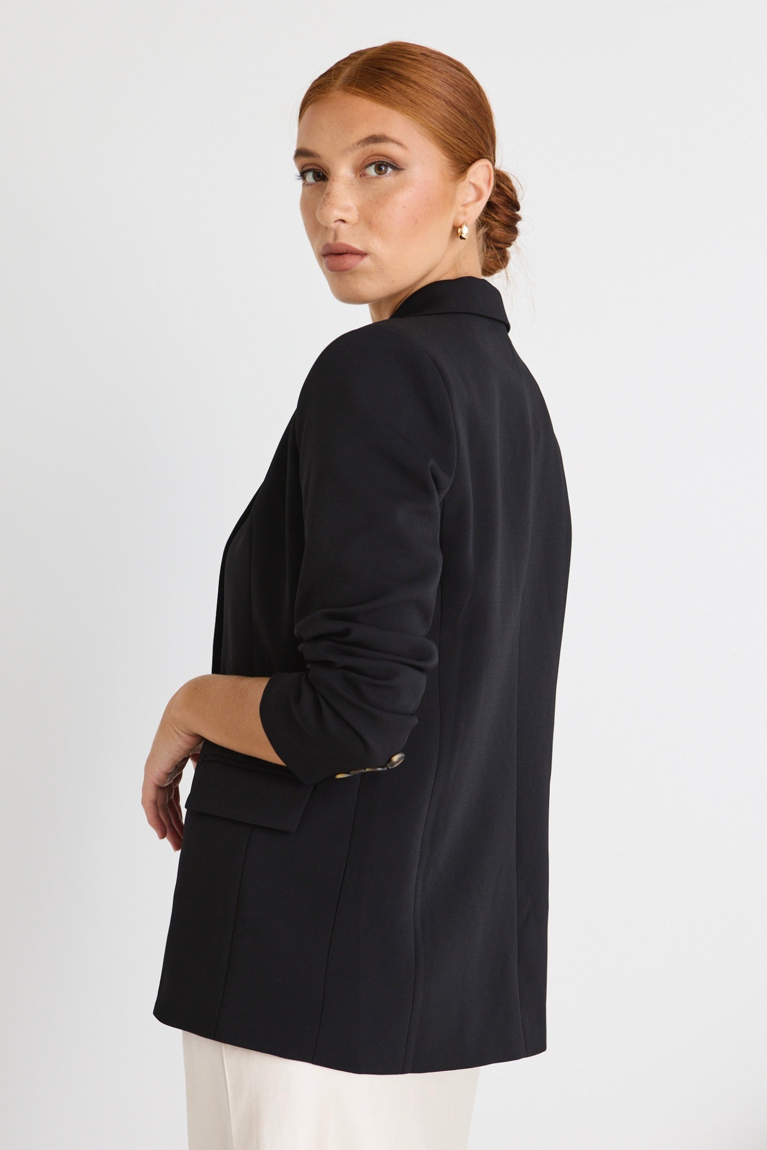 Stylish Cooper Black Crepe Boyfriend Blazer - Semi Fitted Women's Jacket for Office, Dating & Casual Wear