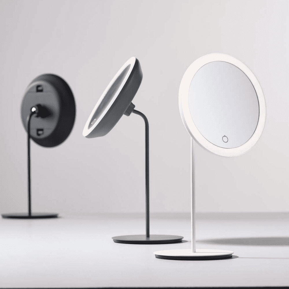 ZONE DENMARK Illuminated Vanity Mirror with 5X Magnification - Adjustable LED Light, White Makeup Mirror for Bathroom, Bedroom & Dressing Room