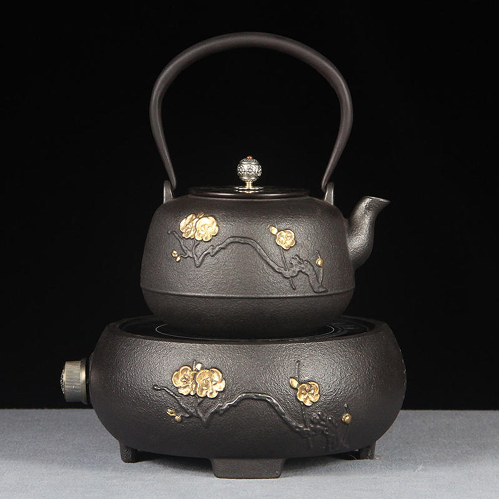 Premium Cast Iron Teapot with Induction Cooker - Japanese Style Iron Kettle for Tea Brewing, Stovetop & Induction Safe - Perfect for Home, Office & Tea Ceremonies