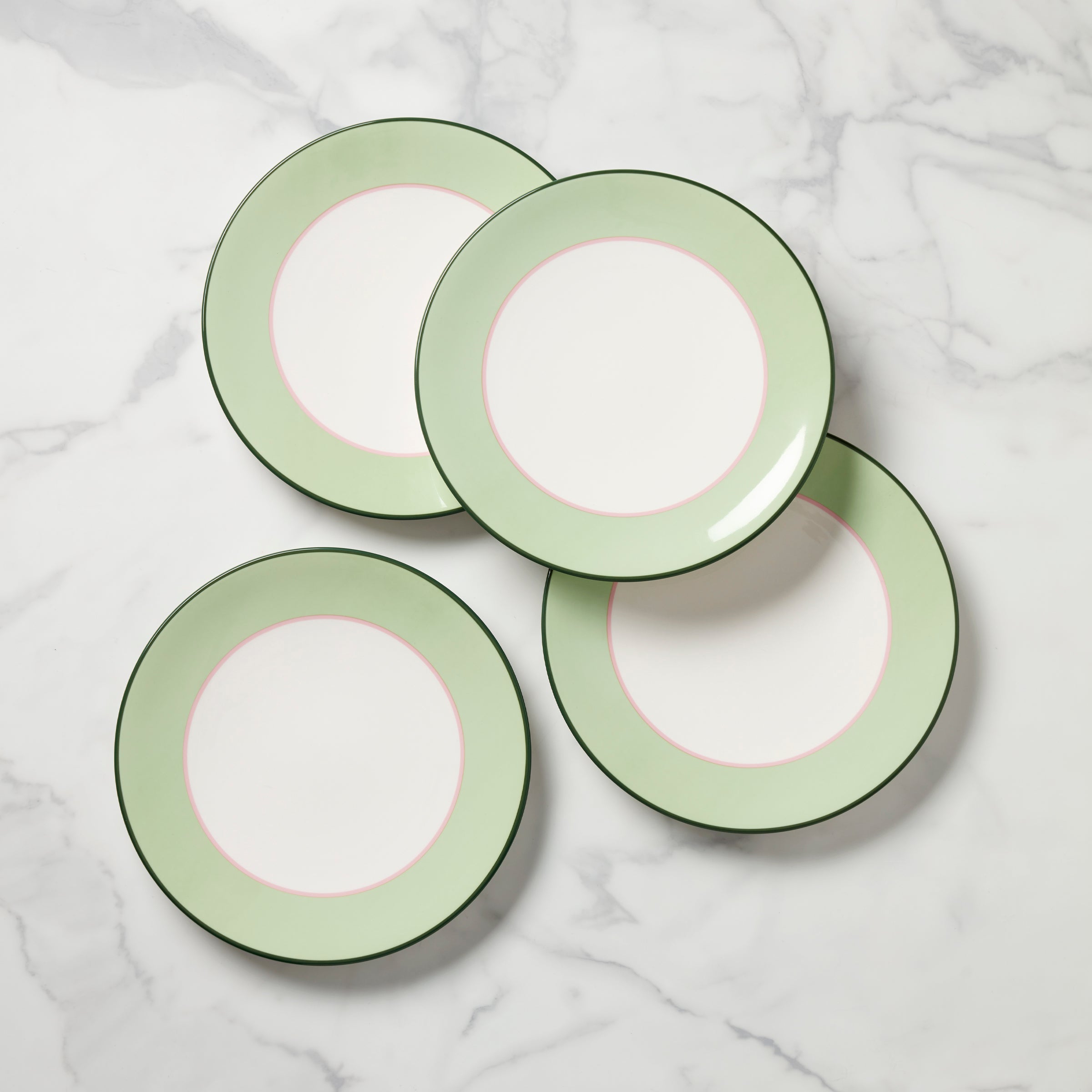 Vibrant Green and Pink Dinner Plates Set of 4 - Durable Ceramic Plates for Everyday Dining, Parties & Home Decor