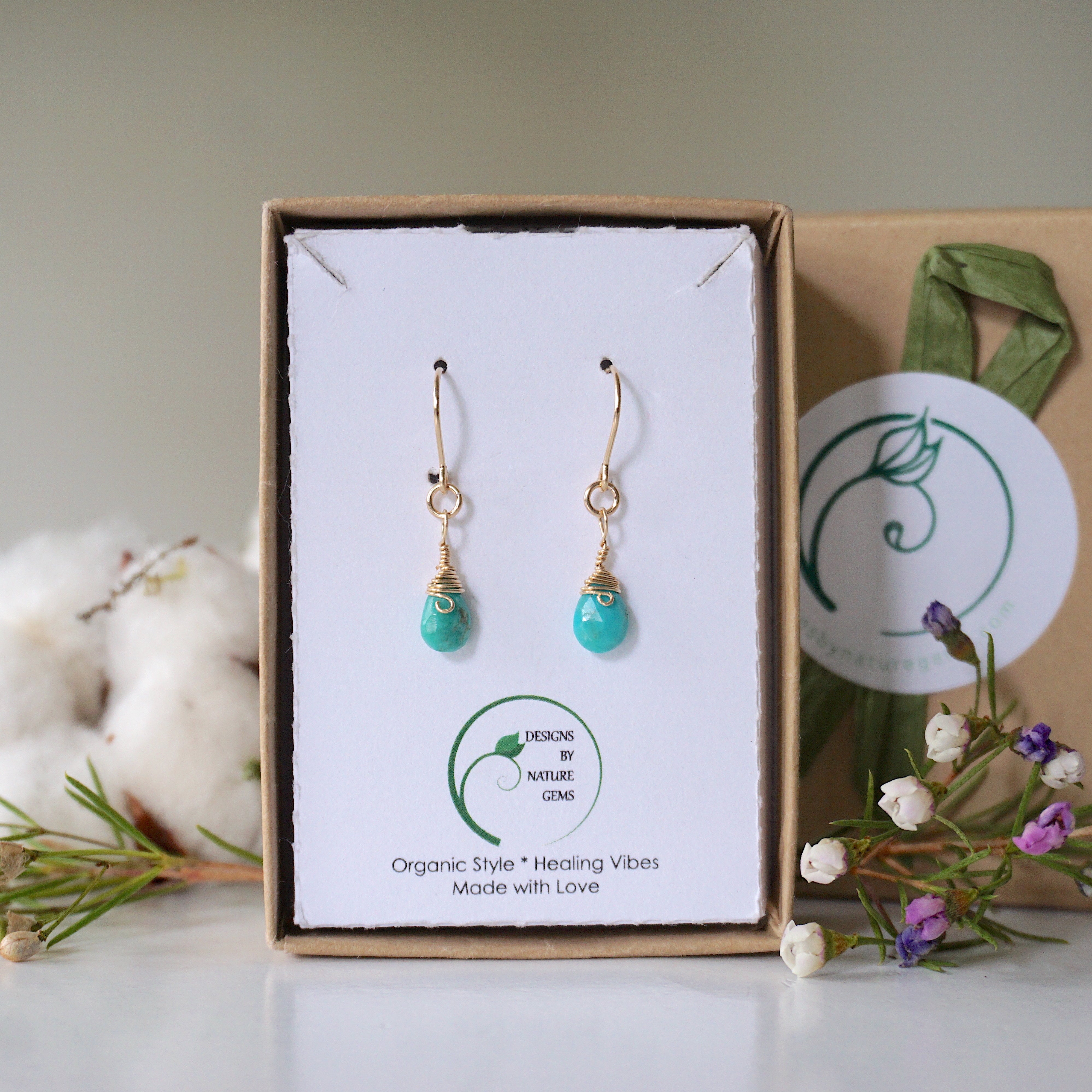 Turquoise Teardrop Earrings - 14k Gold Filled Dangle Earrings for Women | Boho Chic Jewelry for Everyday Wear & Special Occasions
