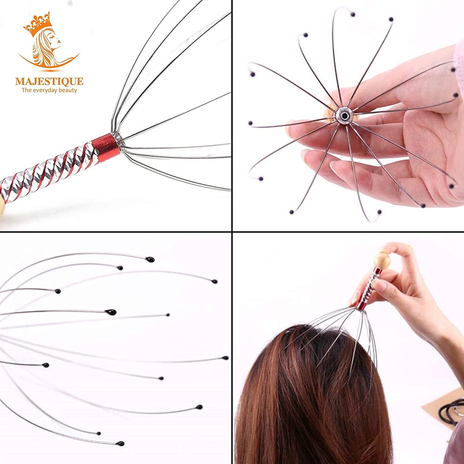 Majestique Hair Comb & Scalp Massager Set - Professional Detangling Brush for Blow Drying, Thick & Short Hair - 3-Pack for Men & Women - Perfect for Salon, Travel & Home Hair Care