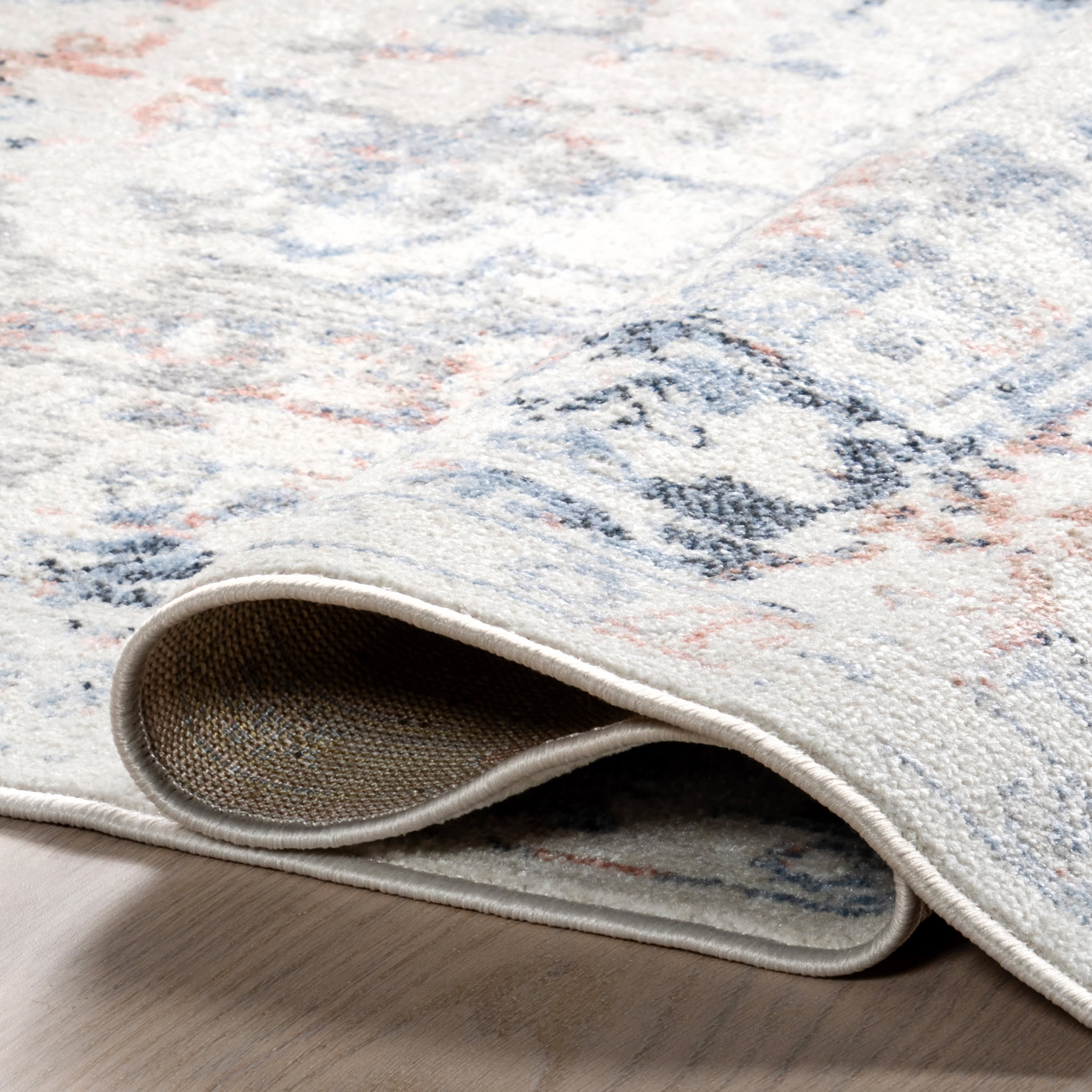 Charlisa Washable Faded Snowflake Rug - Soft Non-Slip Area Rug for Living Room, Bedroom, Nursery | Blue Winter Home Decor | Cozy & Durable Floor Mat for Indoor Use