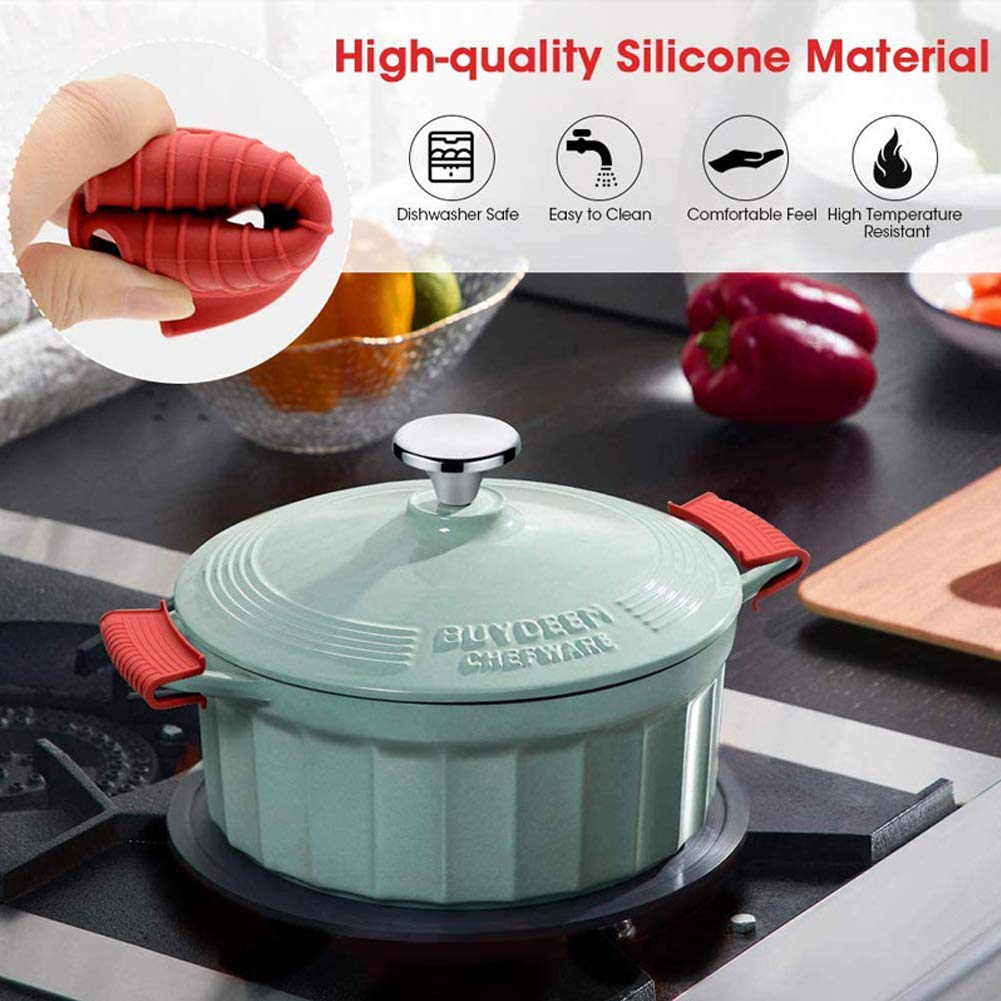 6-Pack Silicone Hot Handle Holders - Non-Slip Heat Resistant Pot Handle Covers for Cast Iron Skillets, Frying Pans & Griddles - Perfect for Cooking, Grilling & Kitchen Safety