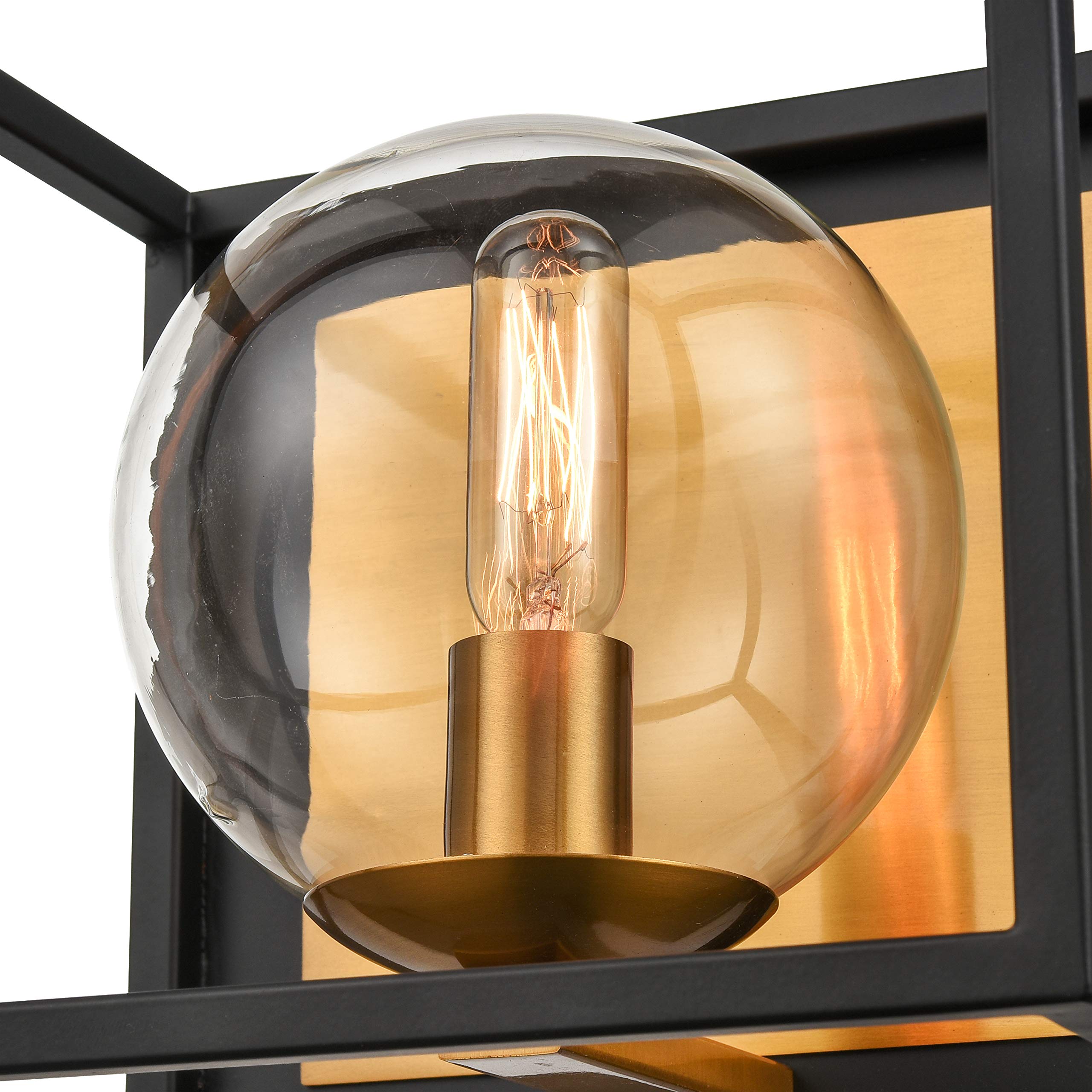 Light Society Vinn 1-Light Modern Vanity Light in Black & Brushed Brass - Perfect for Bathroom, Dressing Room & Bedroom Makeup Area Lighting