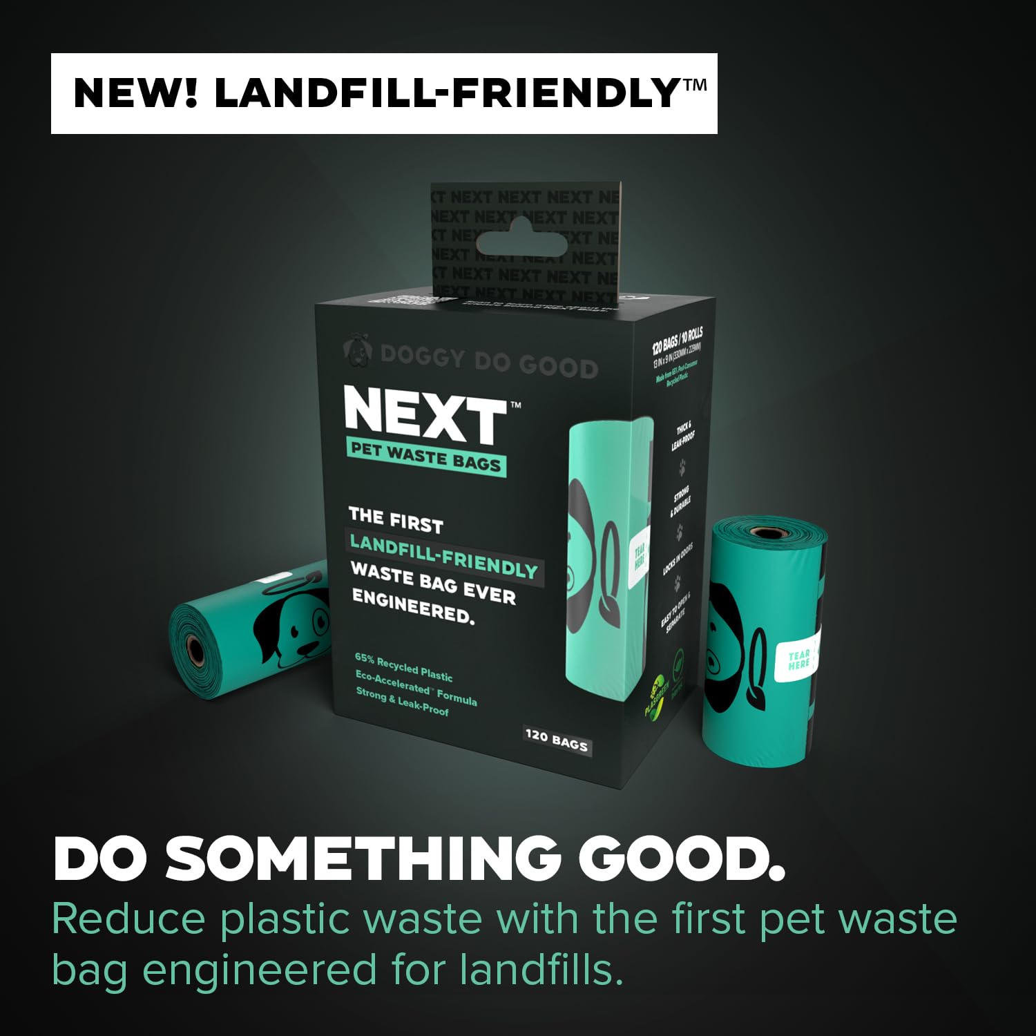 Eco-Friendly Dog Poop Bags - 120 Count Biodegradable, Leakproof & Strong Pet Waste Bags for Dogs | Recycled Plastic, Unscented & Landfill Friendly | Perfect for Walks, Parks & Backyard Cleanup