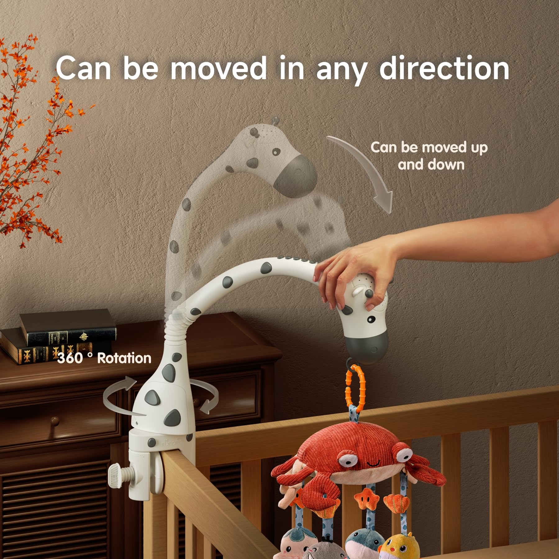 TUMAMA Baby Crib Mobile with Night Light & Music - 3-in-1 Remote Control Giraffe Toy for Newborns 0-9 Months - Perfect Nursery Gift for Soothing Sleep