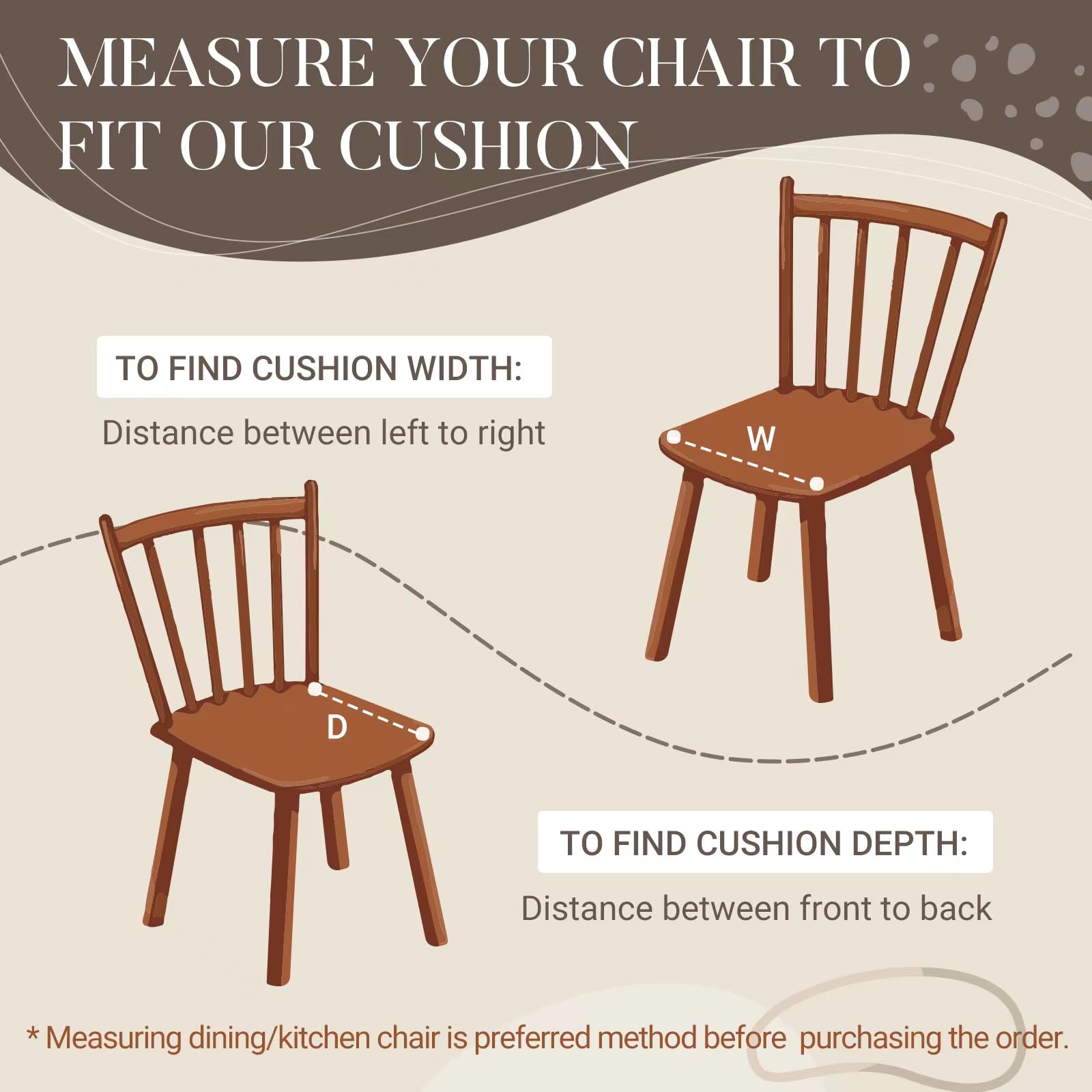Premium D-Shaped Dining Chair Cushions Set of 6 - 2.5