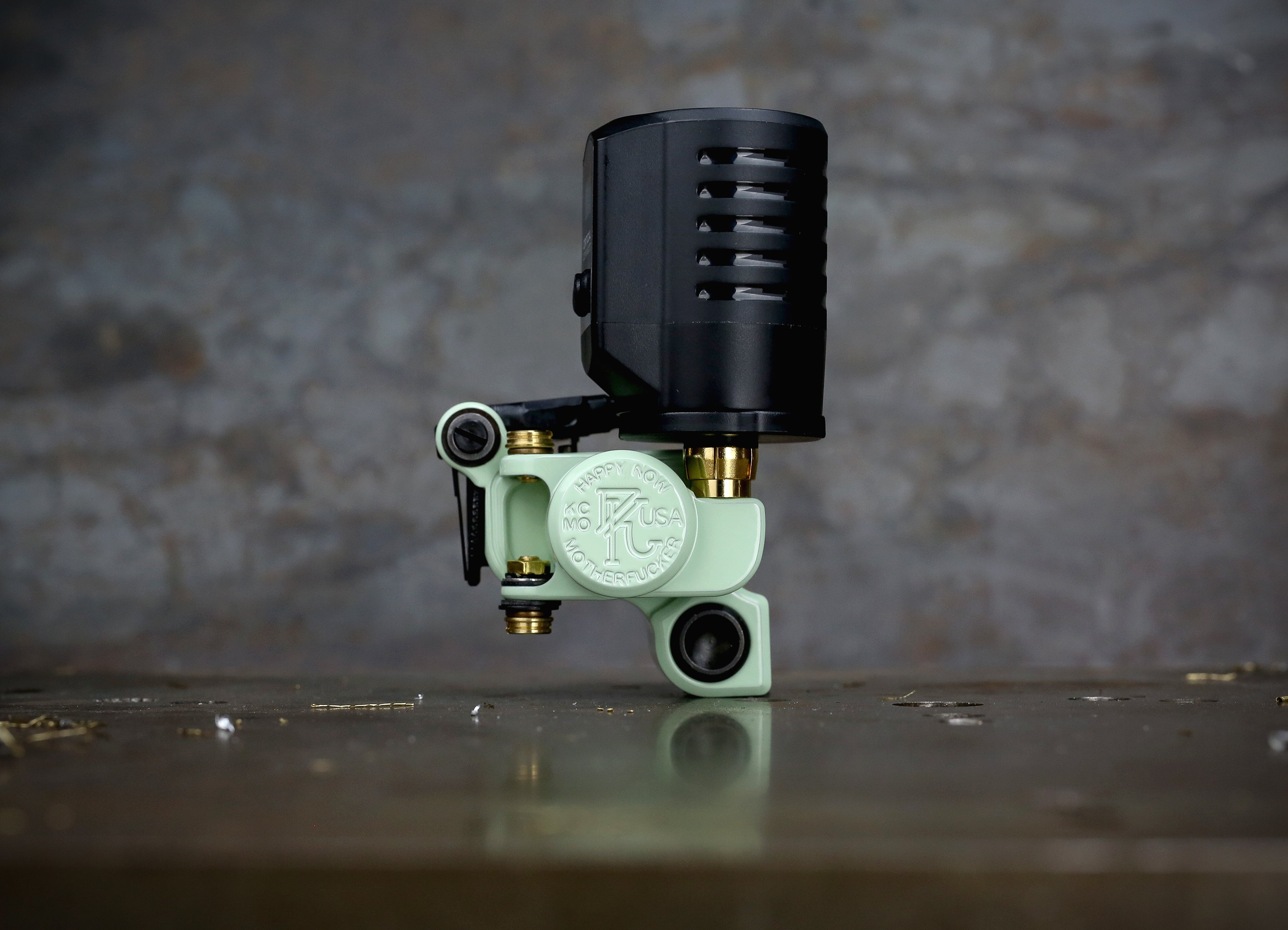 Dan Kubin Sidewinder 46er Featherweight Tattoo Machine - Seafoam & Black Aluminum RCA with Clip Cord | Professional Tattoo Equipment for Artists & Beginners | Perfect for Detailed Line Work & Shading