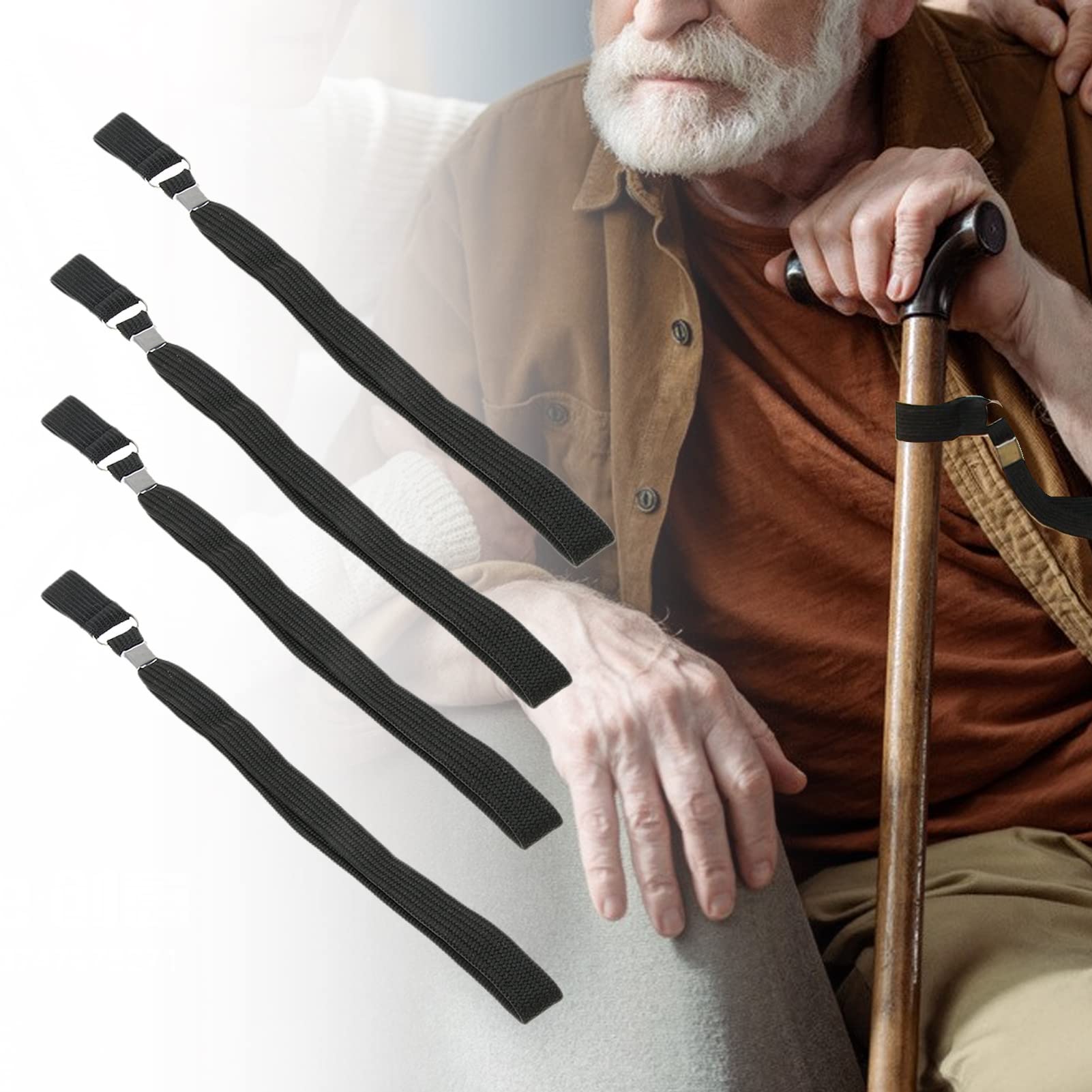 BEHAHAI 4 Pack Walking Cane Wrist Straps - Adjustable Black Wrist Loop Strap for Walking Sticks, Canes & Mobility Aids - Perfect for Hiking, Travel & Elderly Support