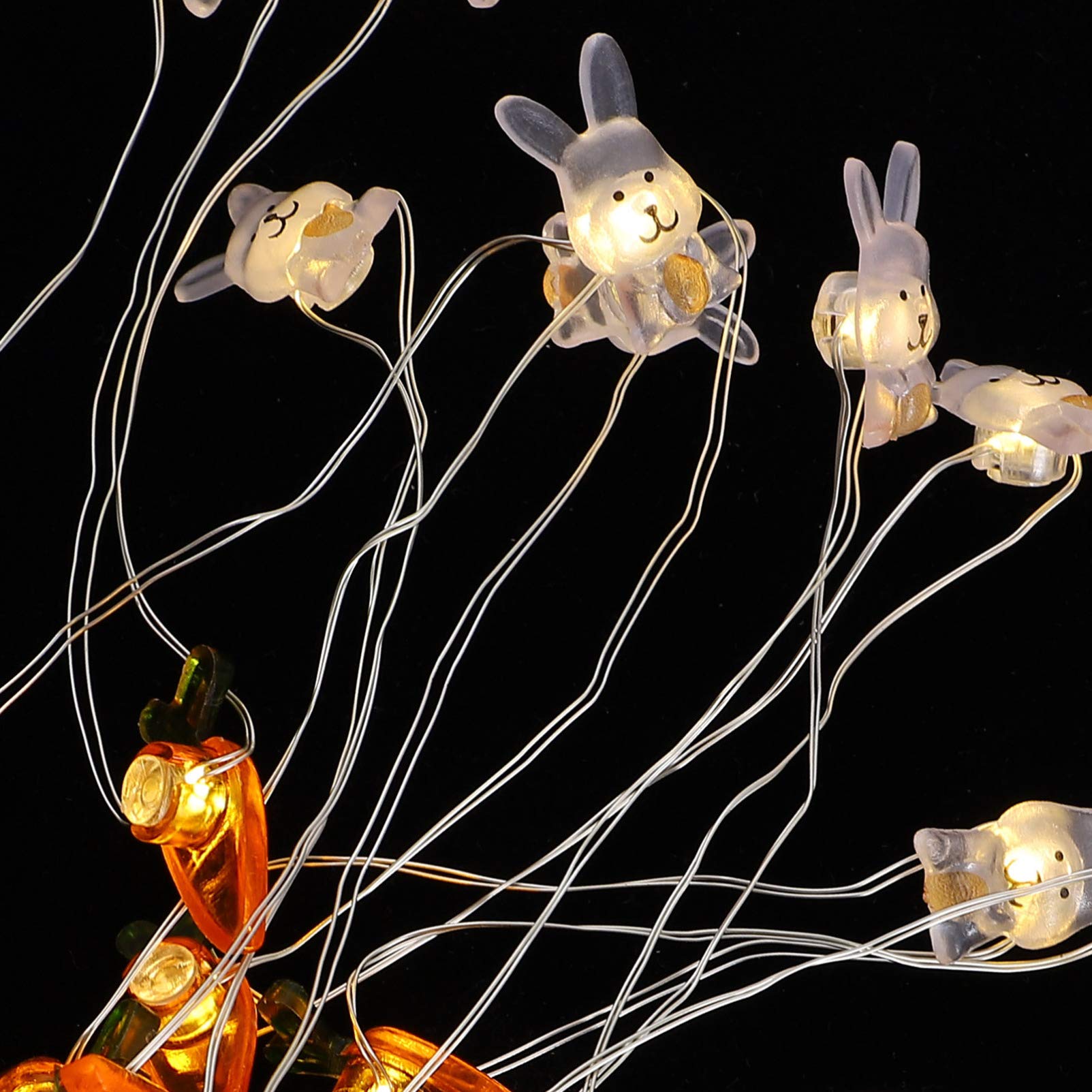 Uonlytech Copper Wire LED Rabbit Shaped Lamp - Carrot Night Light for Bedroom, Kids Room, Party Decor & Gift Idea | Dimmable Ambient Lighting for Nursery, Living Room & Special Events