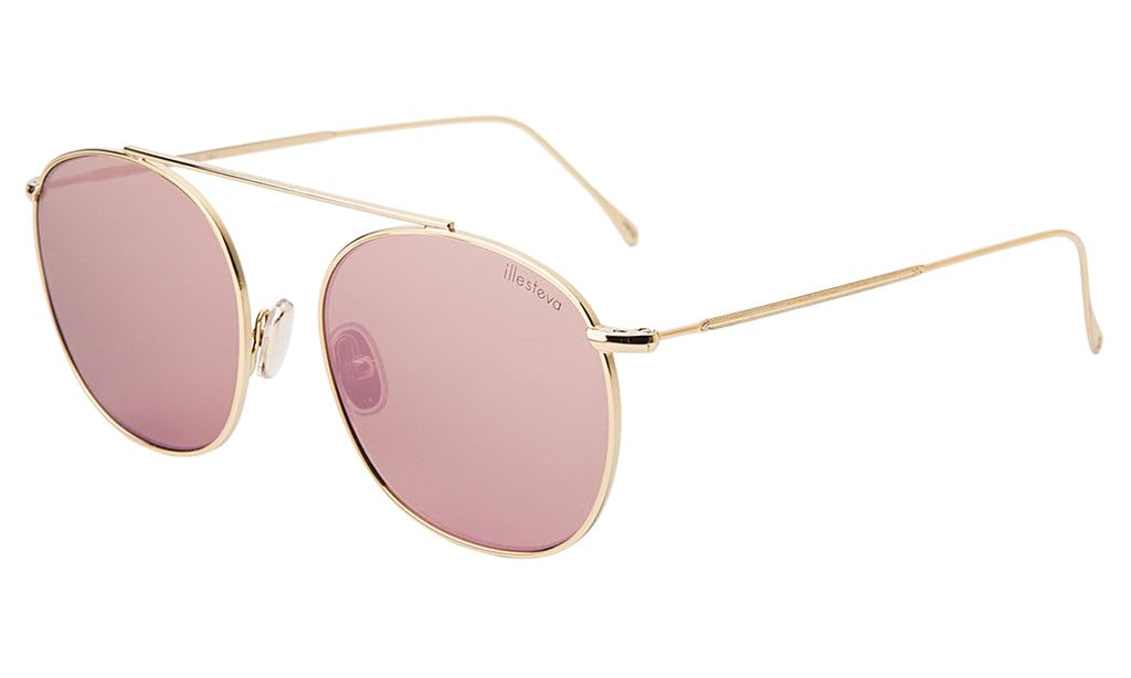 Illesteva Mykonos II Gold Sunglasses for Women – Premium UV Protection, Stylish Round Frame – Perfect for Beach, Travel & Outdoor Activities