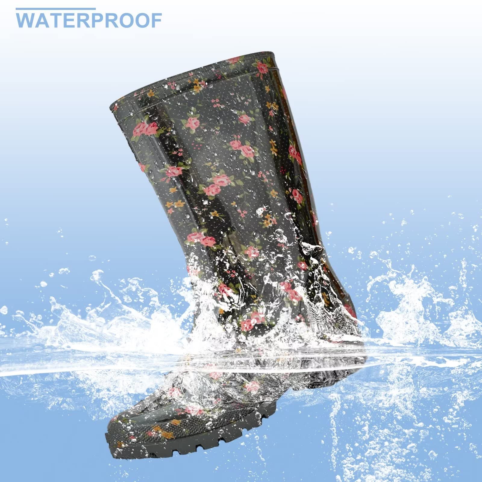 DaeRainy Women's Waterproof Mid-Calf Rain Boots - Non-Slip Garden, Fishing, Farm & Outdoor Work Boots for Women - Perfect for Rainy Days, Yard Work & Outdoor Adventures