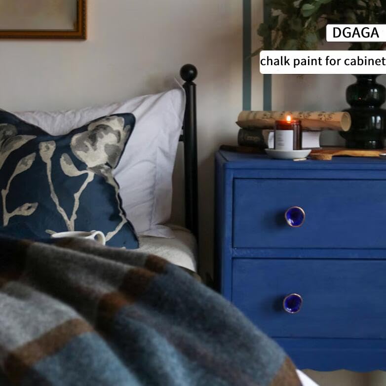DGAGA Deep Blue Chalk Paint for Furniture - No Sanding Required, Premium Chalk Finish Paint for Wood, Cabinets, Tables & Laminate - DIY Home Decor & Interior House Paint - Perfect for Upcycling Projects & Craft Painting