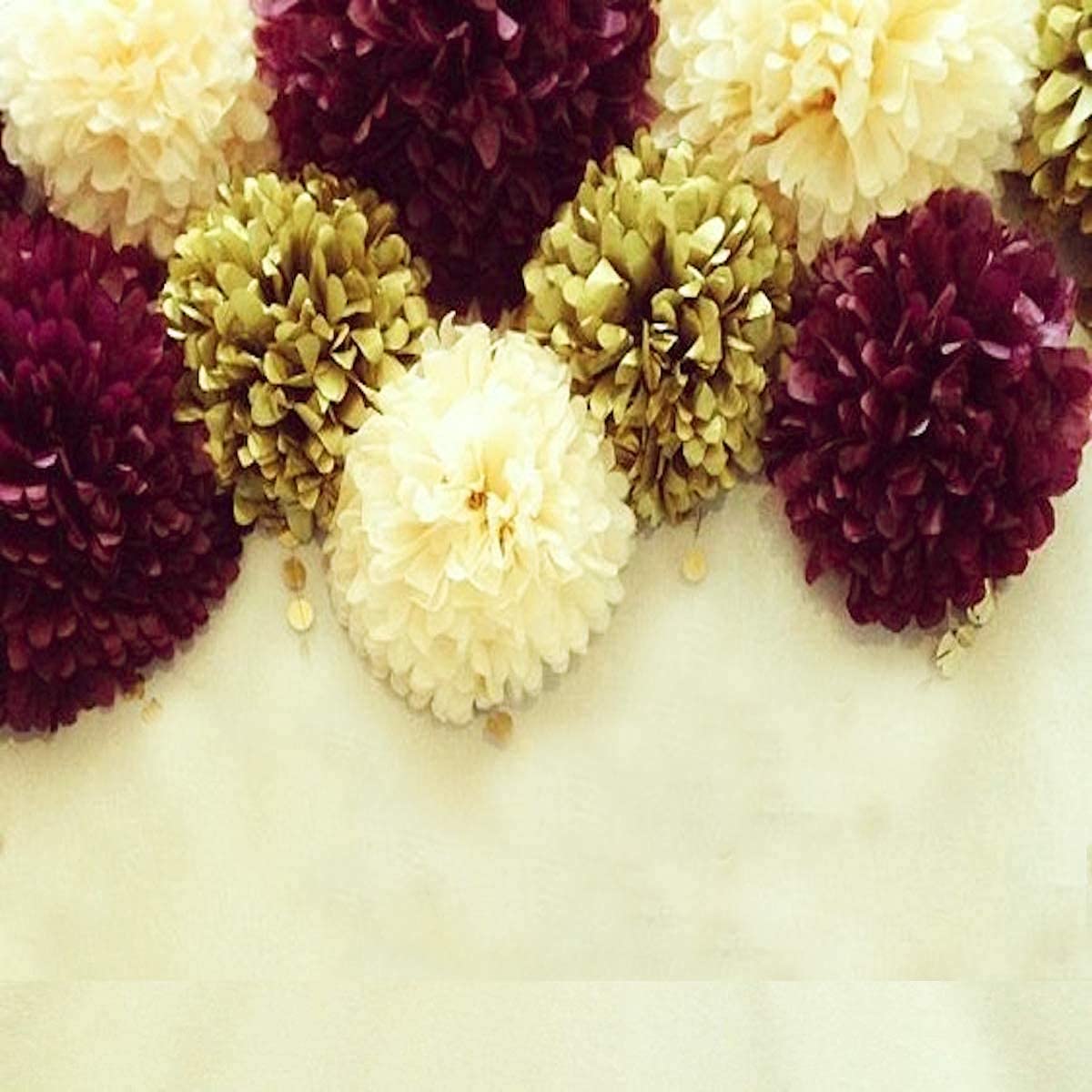 Burgundy Gold Birthday Party Decorations Set - Elegant Champagne Gold Tissue Pom Poms & Happy Birthday Banner - Perfect for Women's Birthday, Fall Celebrations & 30th Birthday Parties - Great for Home Decor, Baby Showers & Anniversary Events