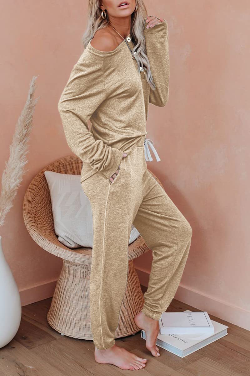 AUTOMET Women's 2-Piece Pajama Set - Cozy Fall Loungewear Sweatsuit with Sweatpants | Soft Lounge Outfit for Sleep, Relaxing at Home & Casual Wear