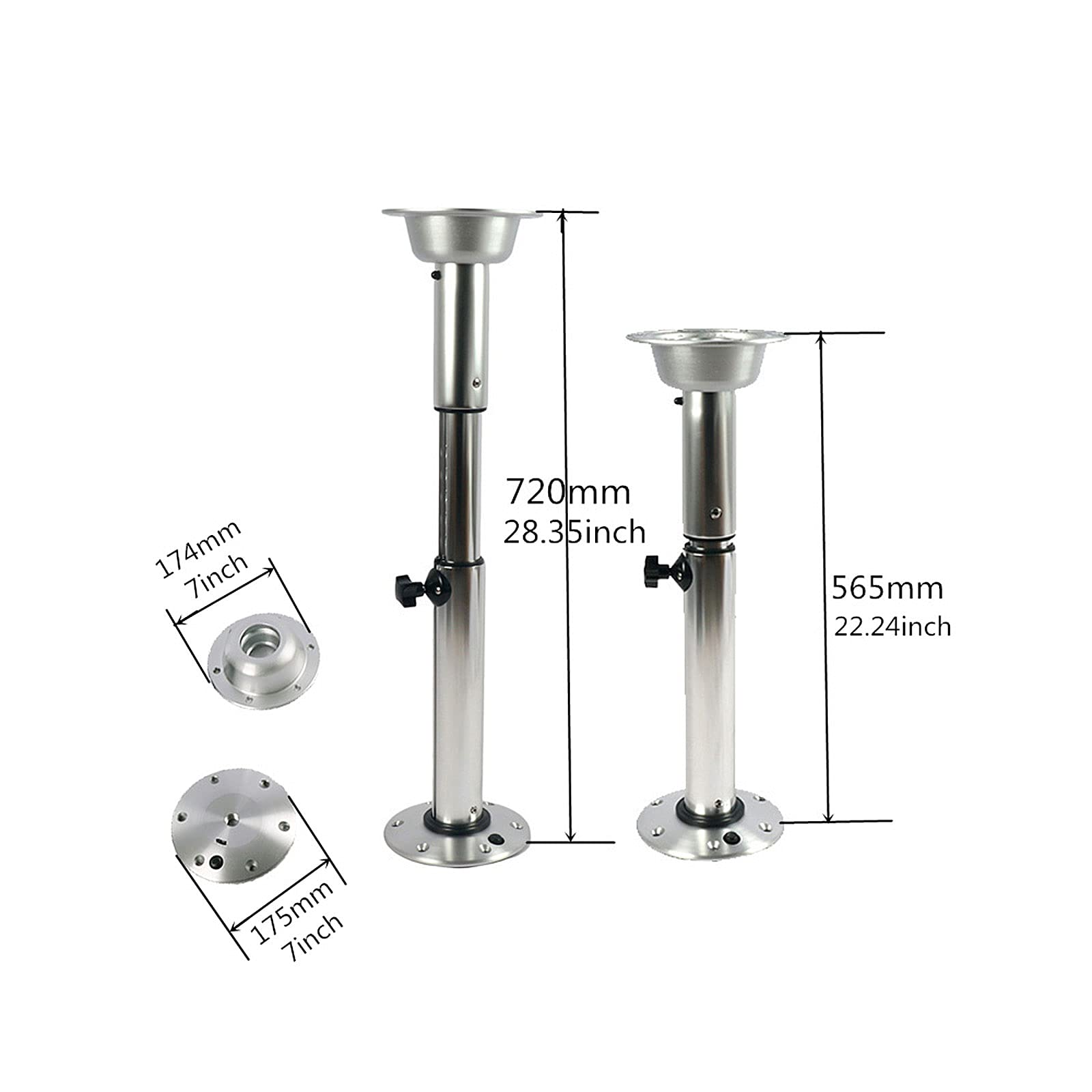 DENESTUS Adjustable Table Pedestal Base 22-28 Inch - Heavy Duty ABS with Aluminum Stand Leg for Bar, RV, Boat, Caravan, Restaurant & Home Decor - Perfect for Outdoor Dining, Kitchen Islands & Commercial Use