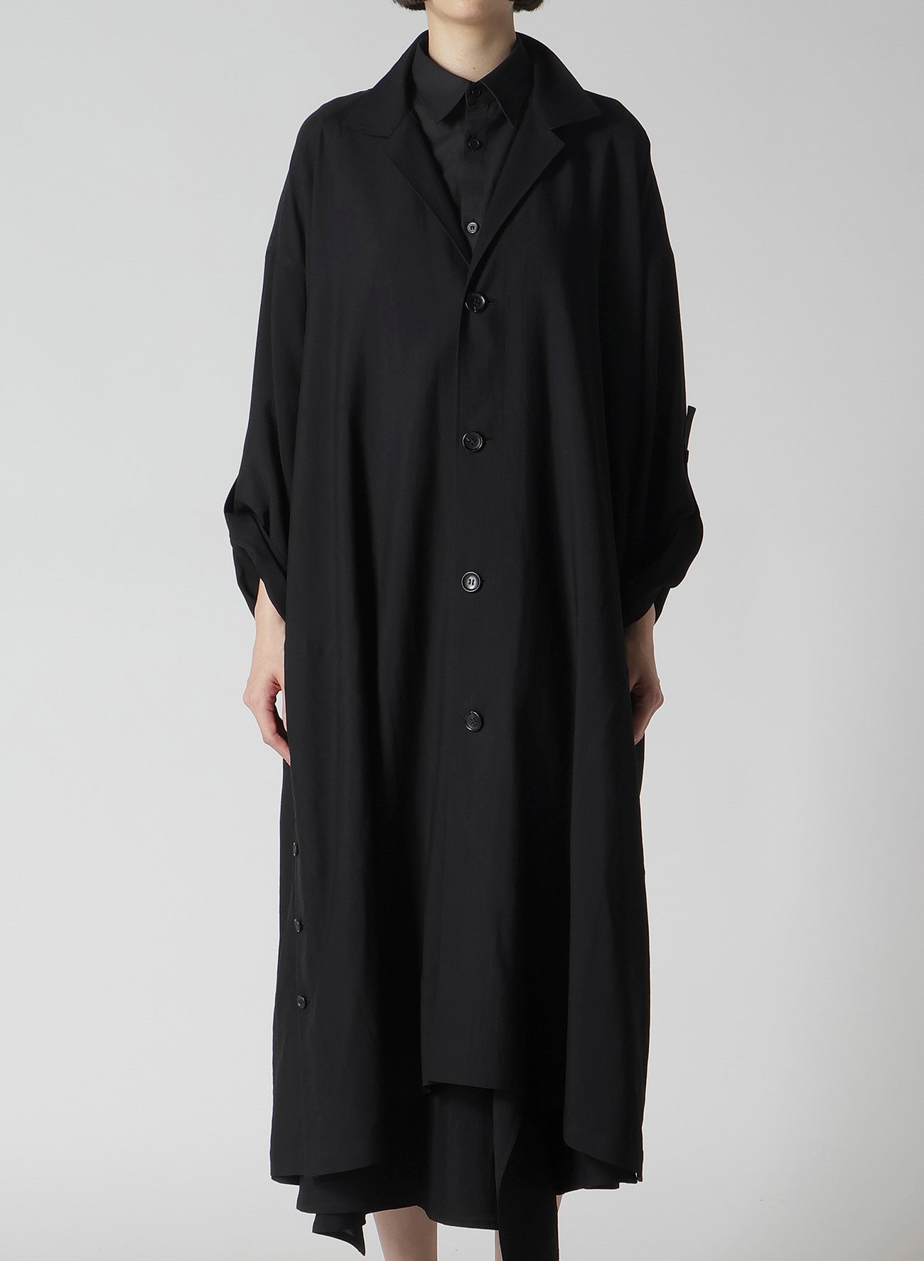 High-Twisted Gabardine Coat with Side Gather Details - Cu/W Fabric for Women | Perfect for Office Wear, Business Meetings & Formal Occasions