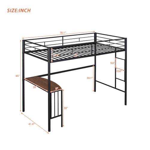 Twin Size Loft Bed with Desk & Storage Shelves - Sturdy Metal Frame, No Box Spring Needed - Perfect for Small Spaces, Dorm Rooms & Kids Bedrooms