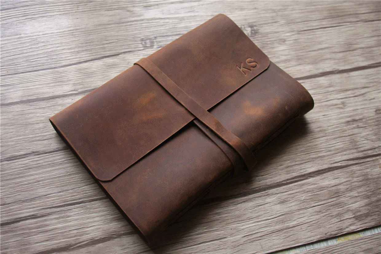 Custom Engraved Leather Notebook Cover A5 Size - Perfect for Journaling, Business Meetings & Gift Giving