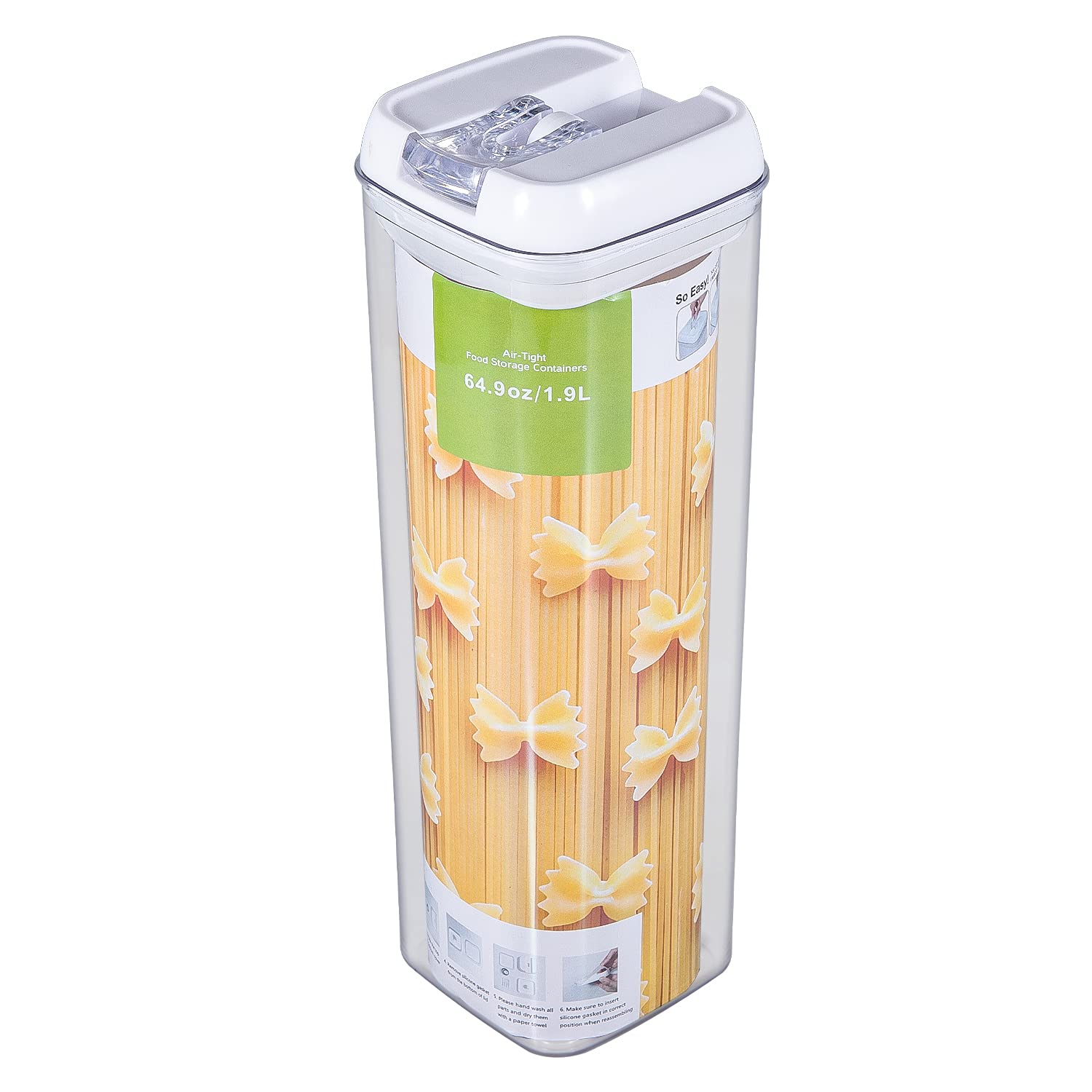 Airtight Food Storage Containers 9-Piece Set with Lids - Perfect for Pasta, Pantry Organization & Baking Essentials (White) | Ideal for Kitchen, Meal Prep & Long-Term Food Preservation