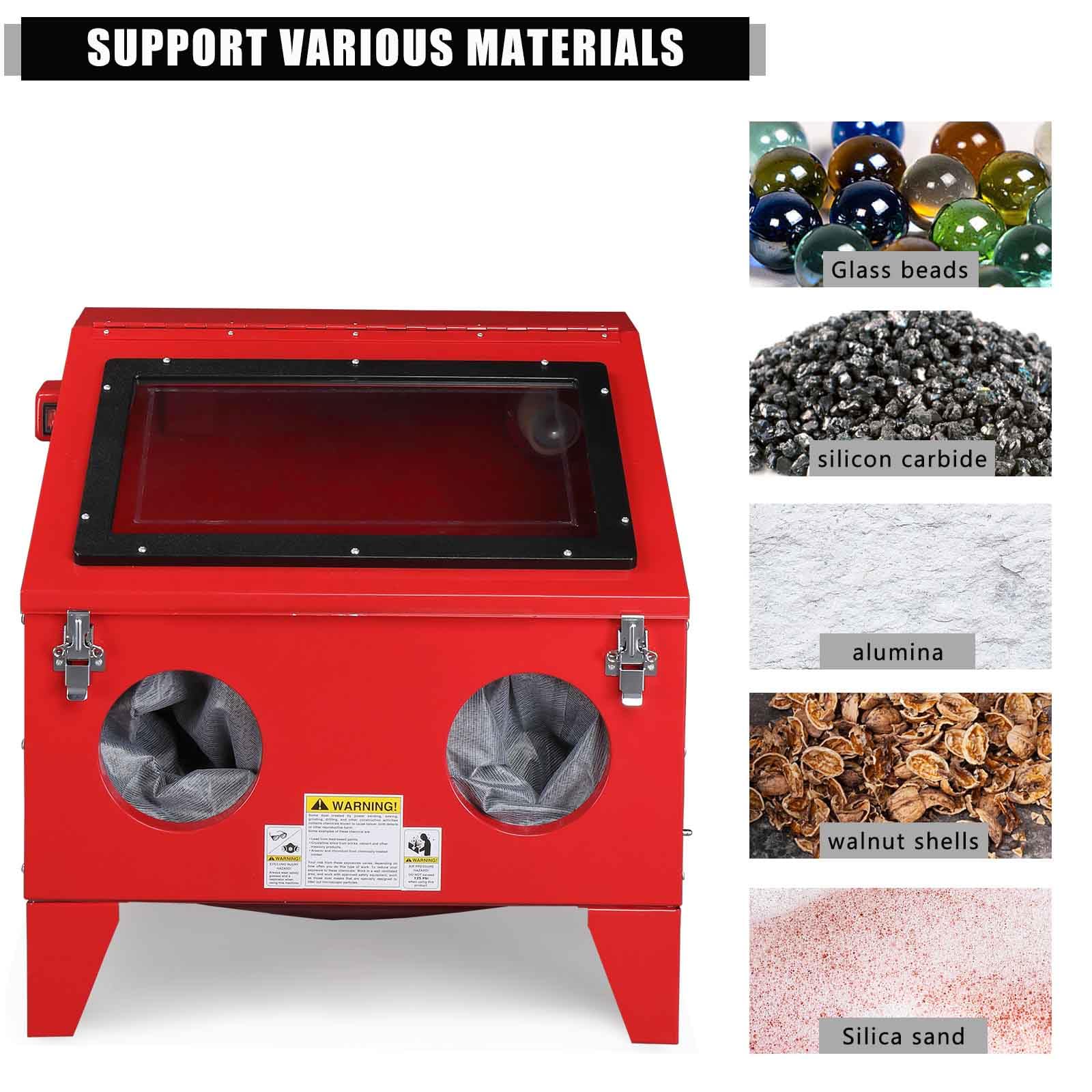 AutoForever 40 Gallon Heavy Duty Bench Top Sandblasting Cabinet - Large Abrasive Blaster with Gun, 4 Nozzles & Air Compressor (60-125PSI/6-25CFM) for Rust, Paint, Stain Removal - Perfect for Automotive Restoration, Metal Cleaning & DIY Projects