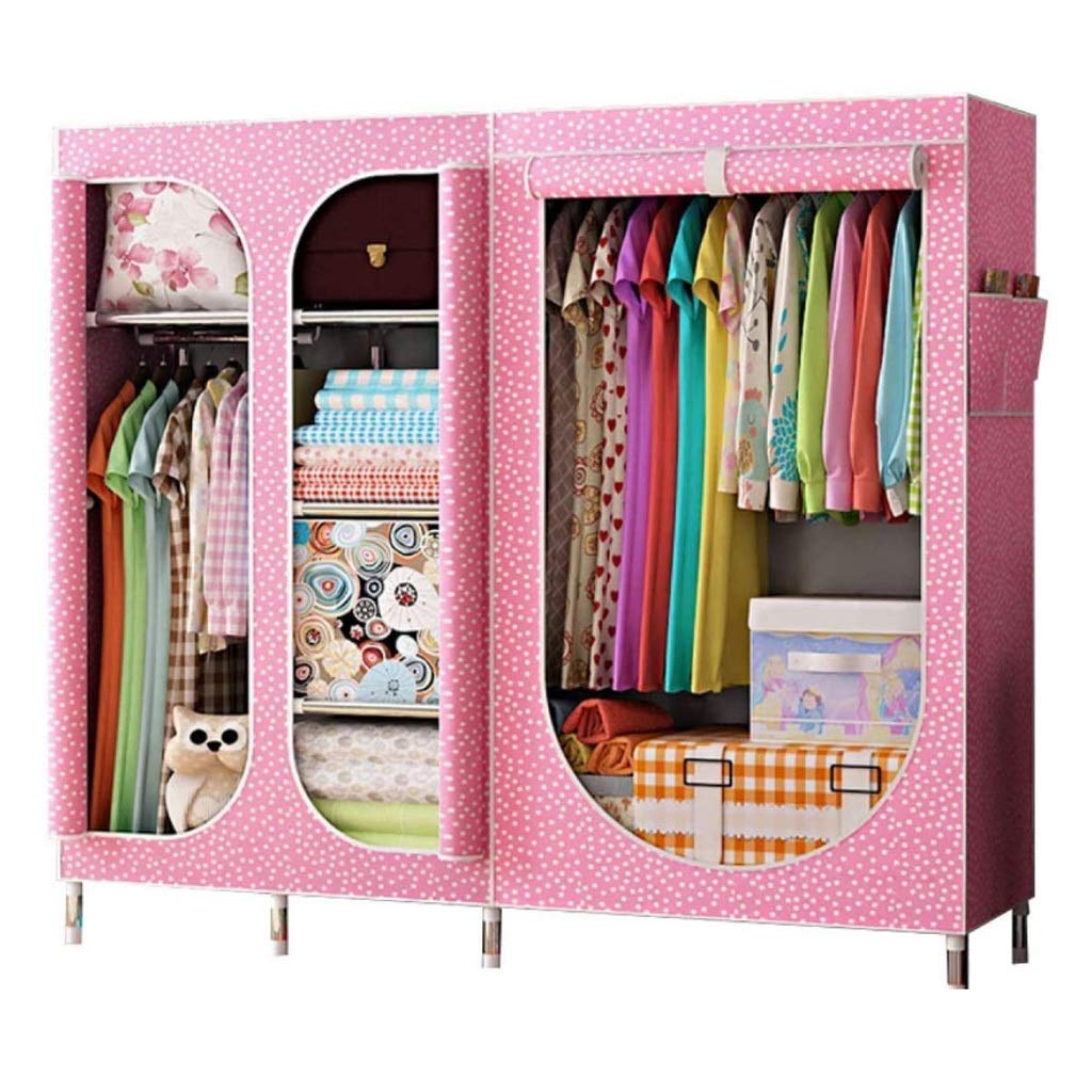 Portable Fabric Wardrobe Closet Organizer - Hanging Clothes Storage for Bedroom, Dorm & Travel | Space-Saving Armoire with Shelves & Hanging Rod (Color: Black) - Perfect for Small Spaces, College Dorms & Temporary Housing