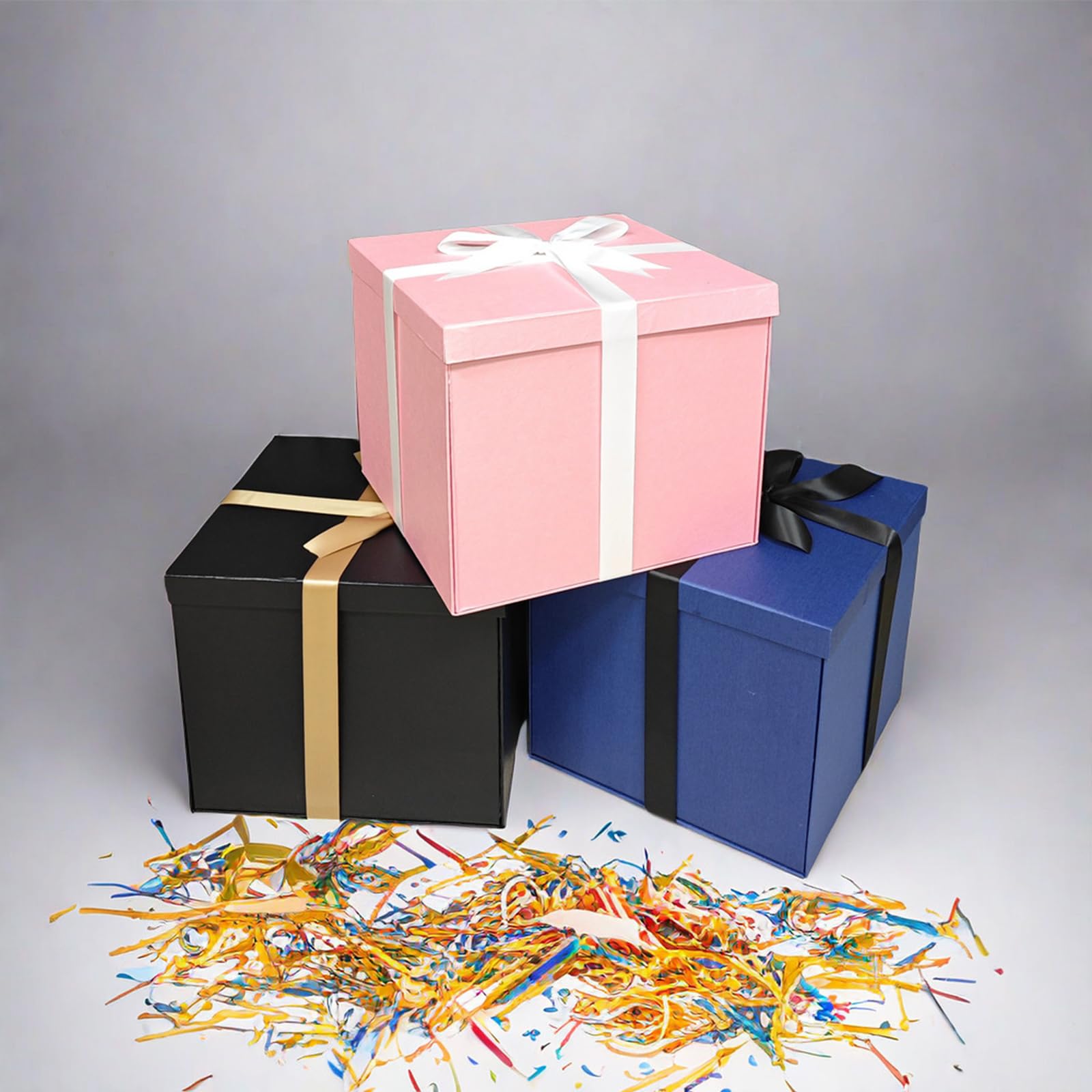 YINUOYOUJIA 12x12x10 Inches Large Black Gift Box for Birthday, Christmas, Valentine's Day, Mother's Day & Anniversaries - Premium Present Packaging Box for Parties, Weddings & Special Occasions