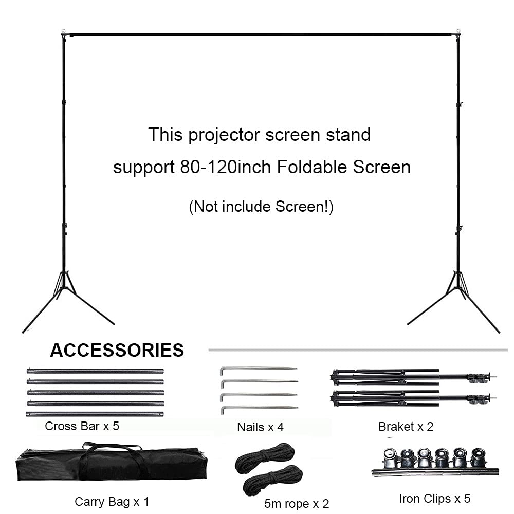 Portable Projector Screen Stand - Indoor & Outdoor Use for Front & Rear Projection | Foldable & Lightweight for Home Theater, Backyard Movies, and Presentations