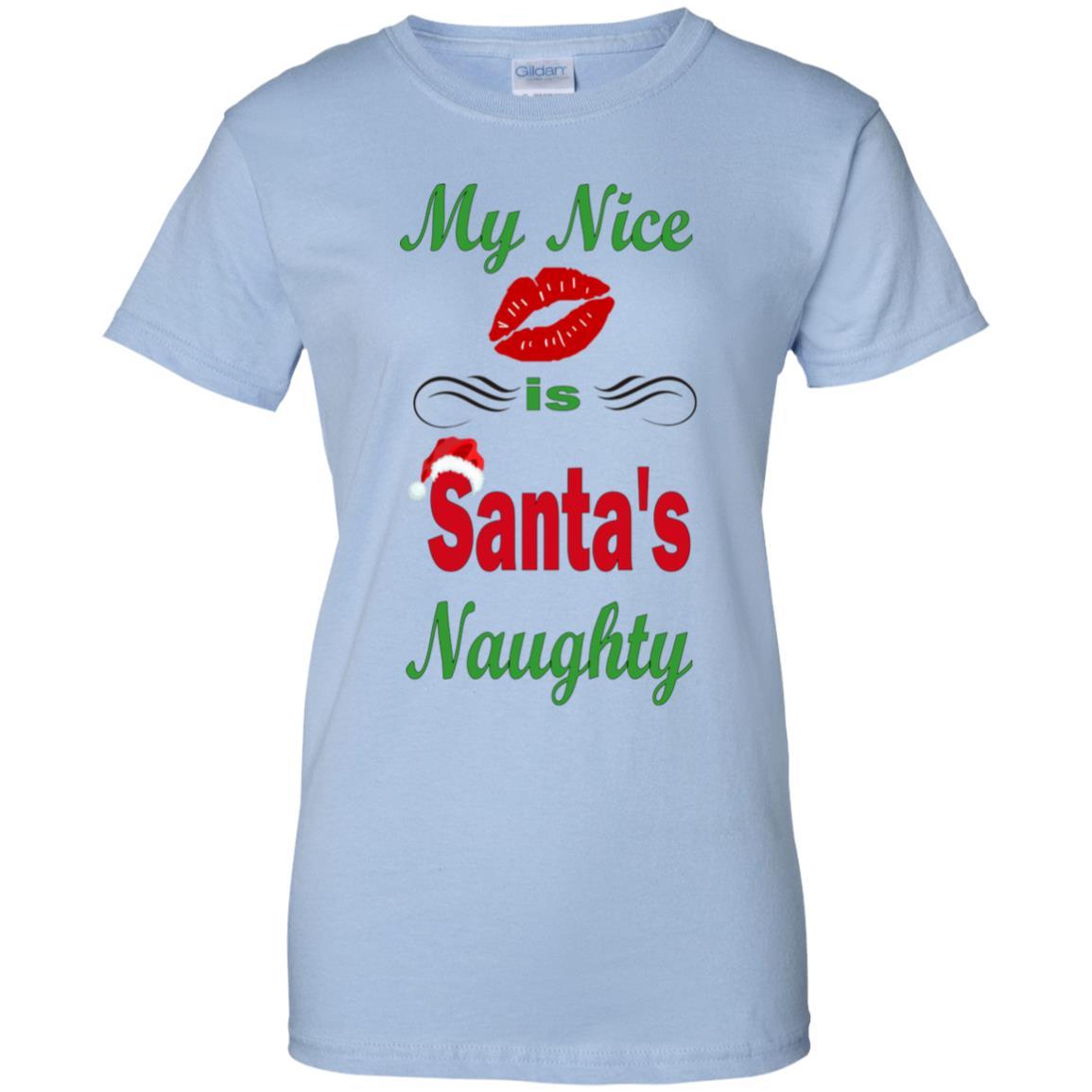 WineyBitches.co Santa's Naughty Ladies' 100% Cotton T-Shirt - Funny Christmas Gift for Women, Holiday Party Outfit, Casual Wear